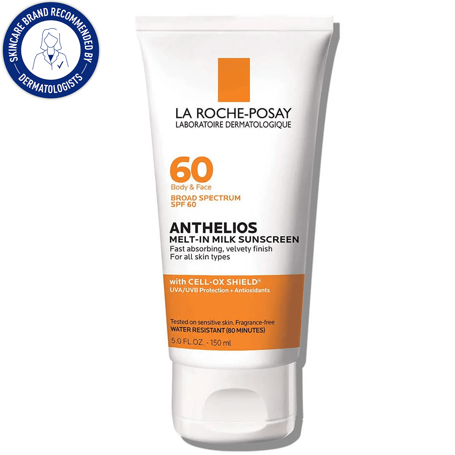 La Roche-Posay Anthelios Melt-In Milk Sunscreen SPF 60 Face and Body for All Skin Types 5.0 fl oz