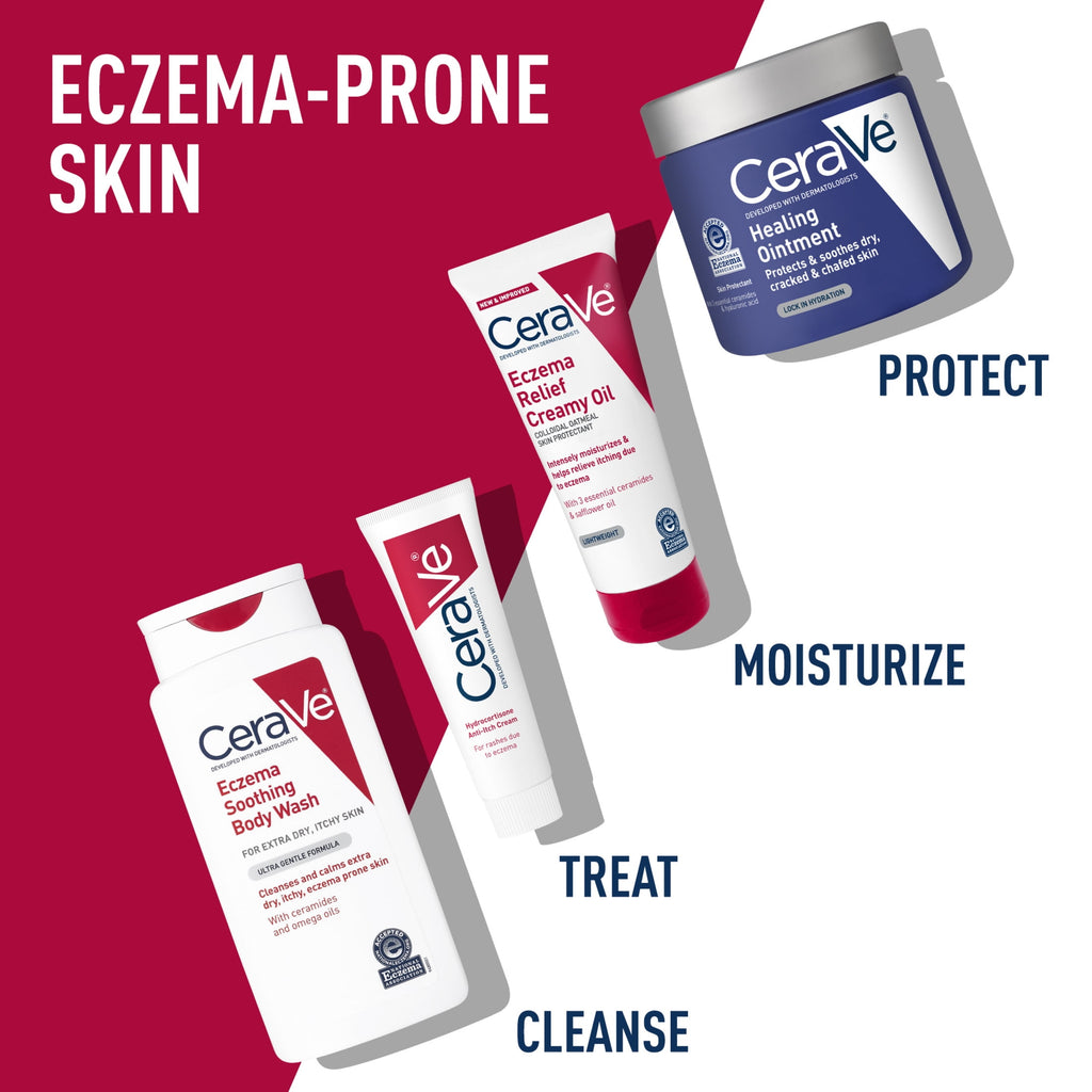 CeraVe Eczema Relief Creamy Body Oil for Itchy Dry Skin with Colloidal Oatmeal, 8 fl oz