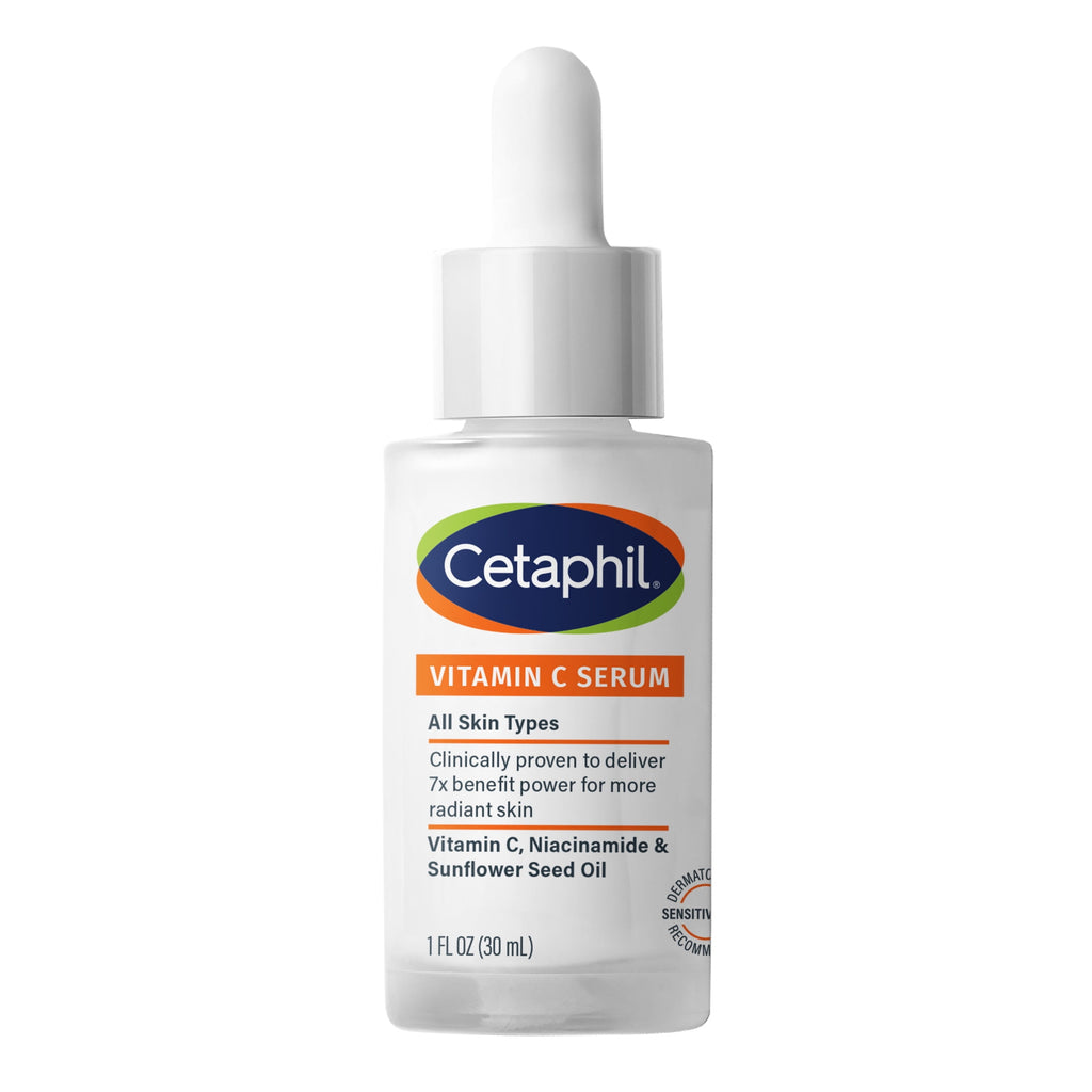 CETAPHIL Vitamin C Serum, Lightweight Face Serum for All Skin Types, Vitamin C, Niacinamide & Sunflower Seed Oil, 1 fl oz