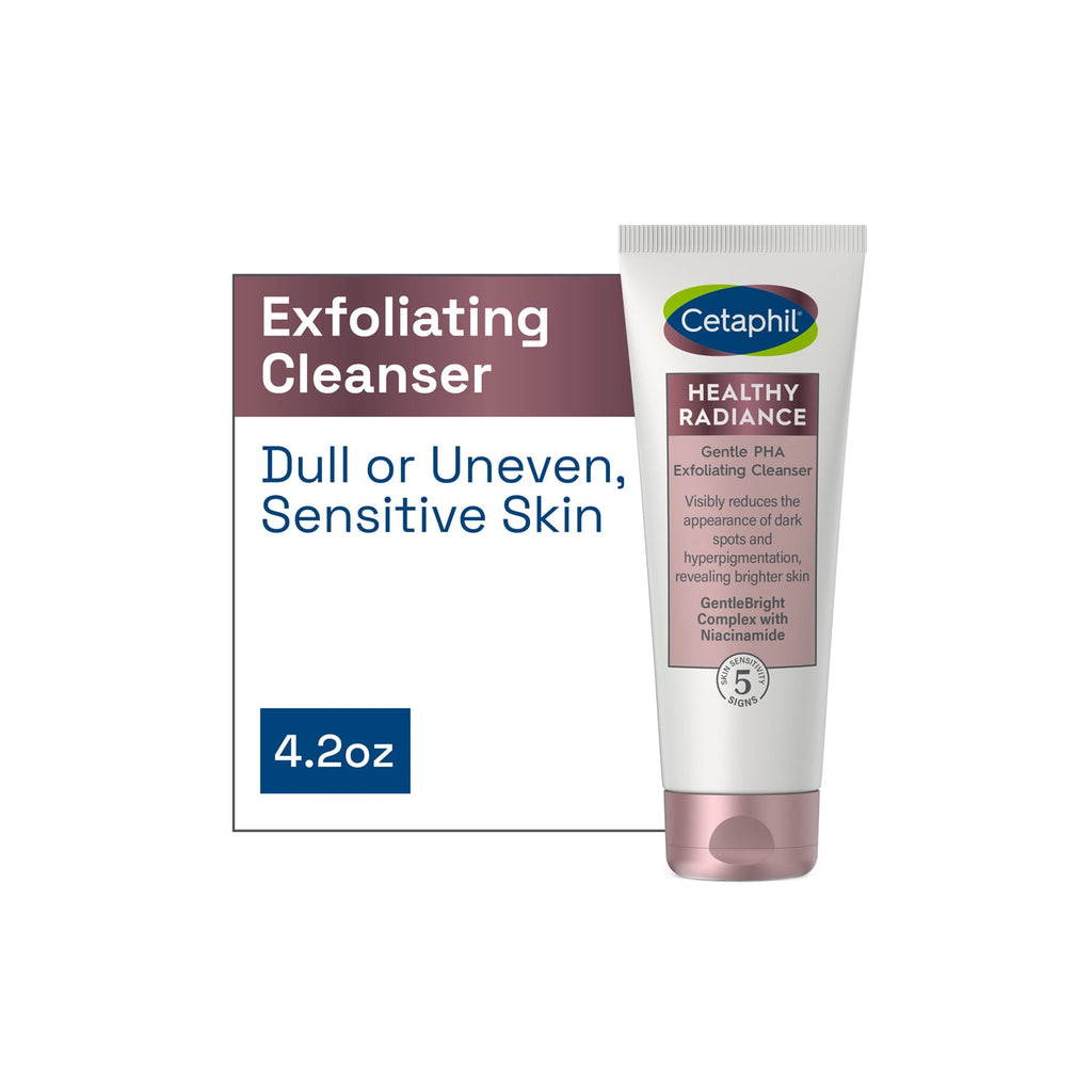 Cetaphil Healthy Radiance Gentle PHA Exfoliating Cleanser for Dull or Uneven Skin, 4.2 oz