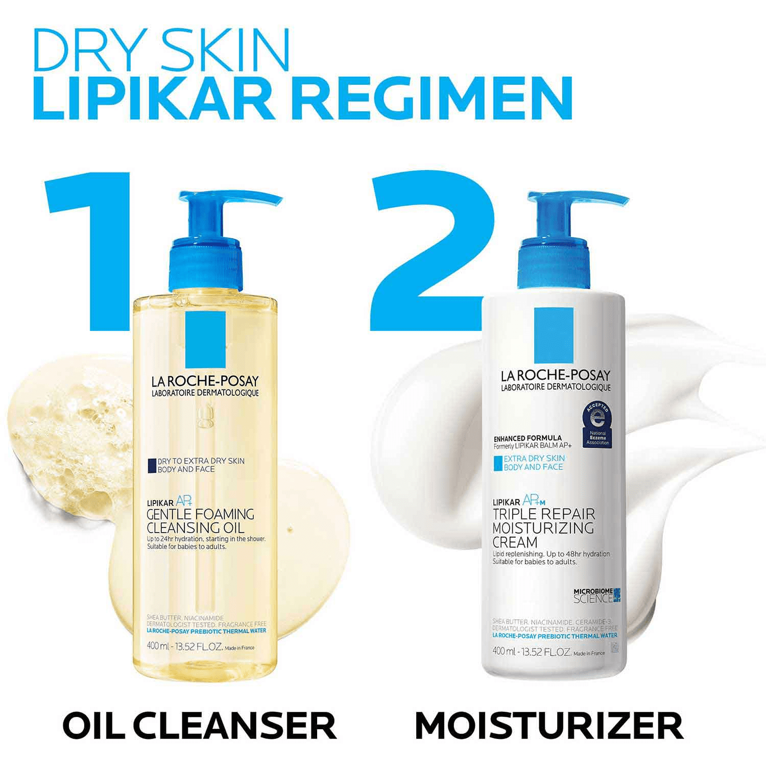 La Roche-Posay Lipikar AP+ Gentle Foaming Cleansing Oil Body Wash for Eczema & Sensitive Skin, 13.52 fl oz