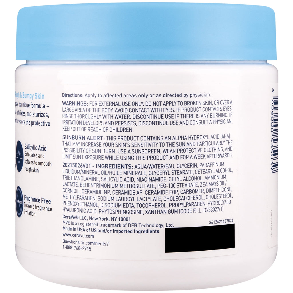 CeraVe Exfoliating SA Cream with Salicylic Acid for Rough & Bumpy Skin, 16 oz