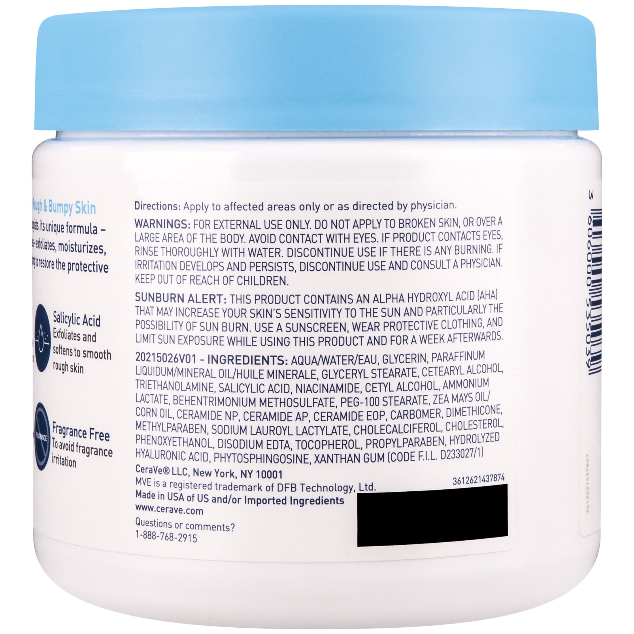 CeraVe Exfoliating SA Cream with Salicylic Acid for Rough & Bumpy Skin, 16 oz