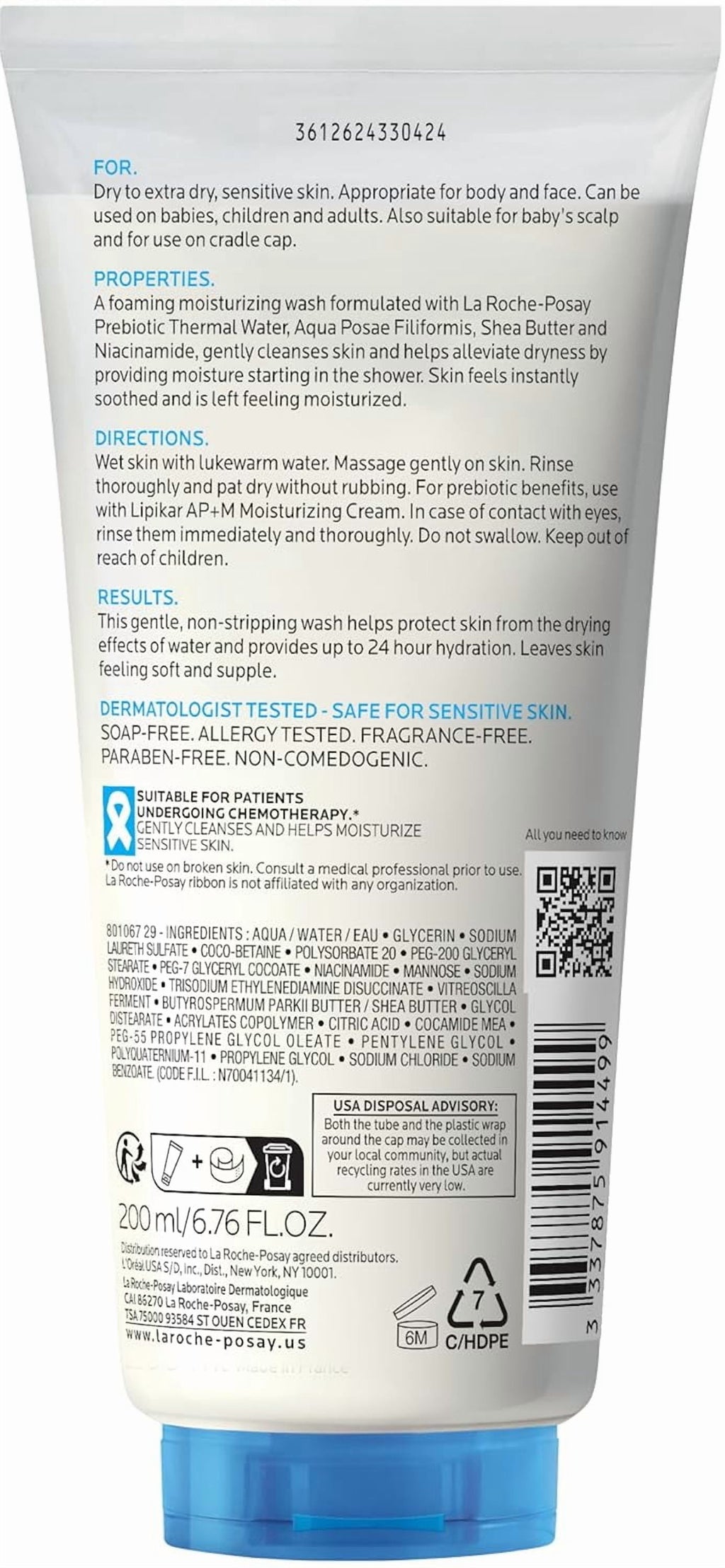 La Roche-Posay Lipikar AP+ Moisturizing Body & Face Wash, 6.76 fl oz