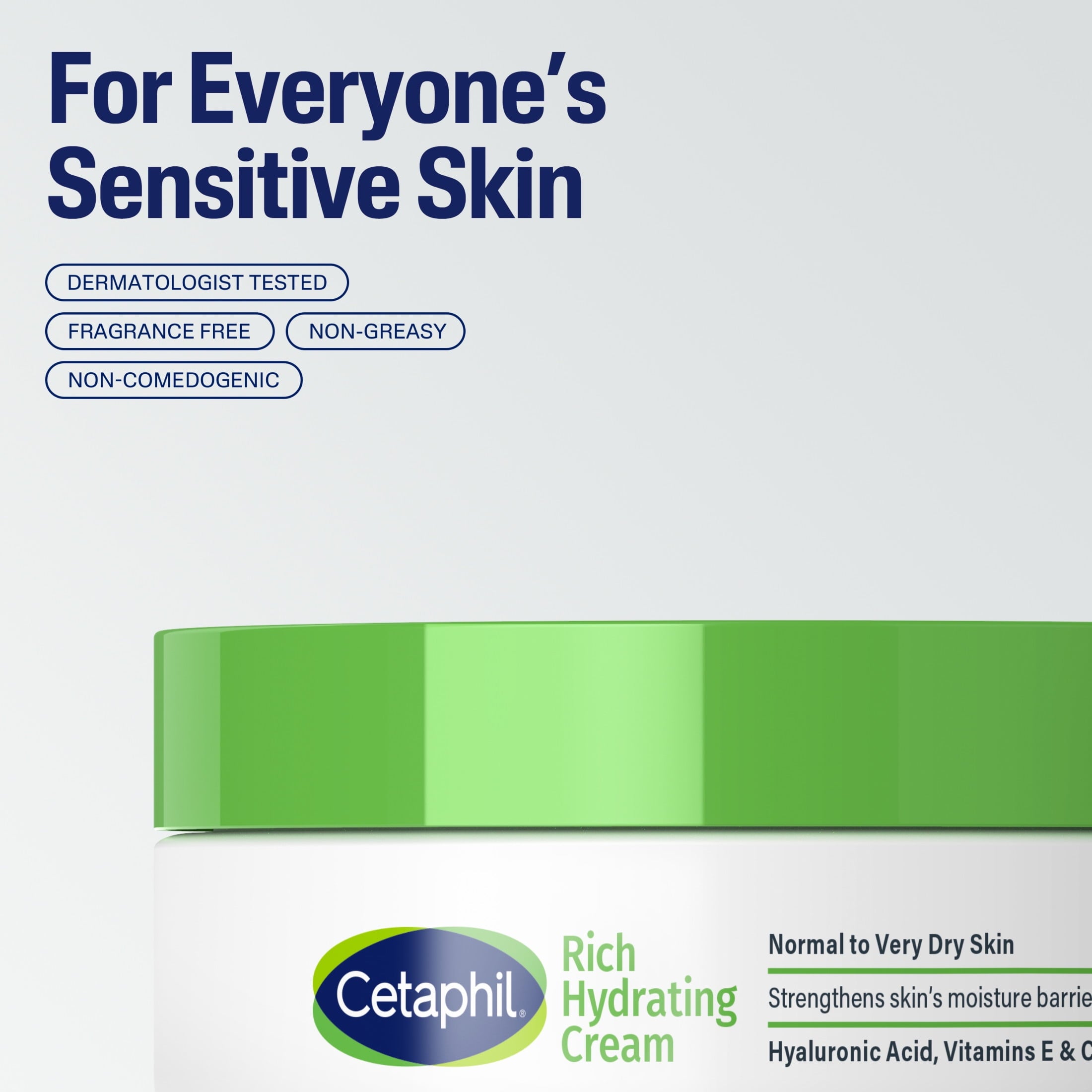 Cetaphil Rich Hydrating Face Cream Travel Size Moisturizer for Dry to Normal Skin with Hyaluronic Acid, 1.7 fl oz