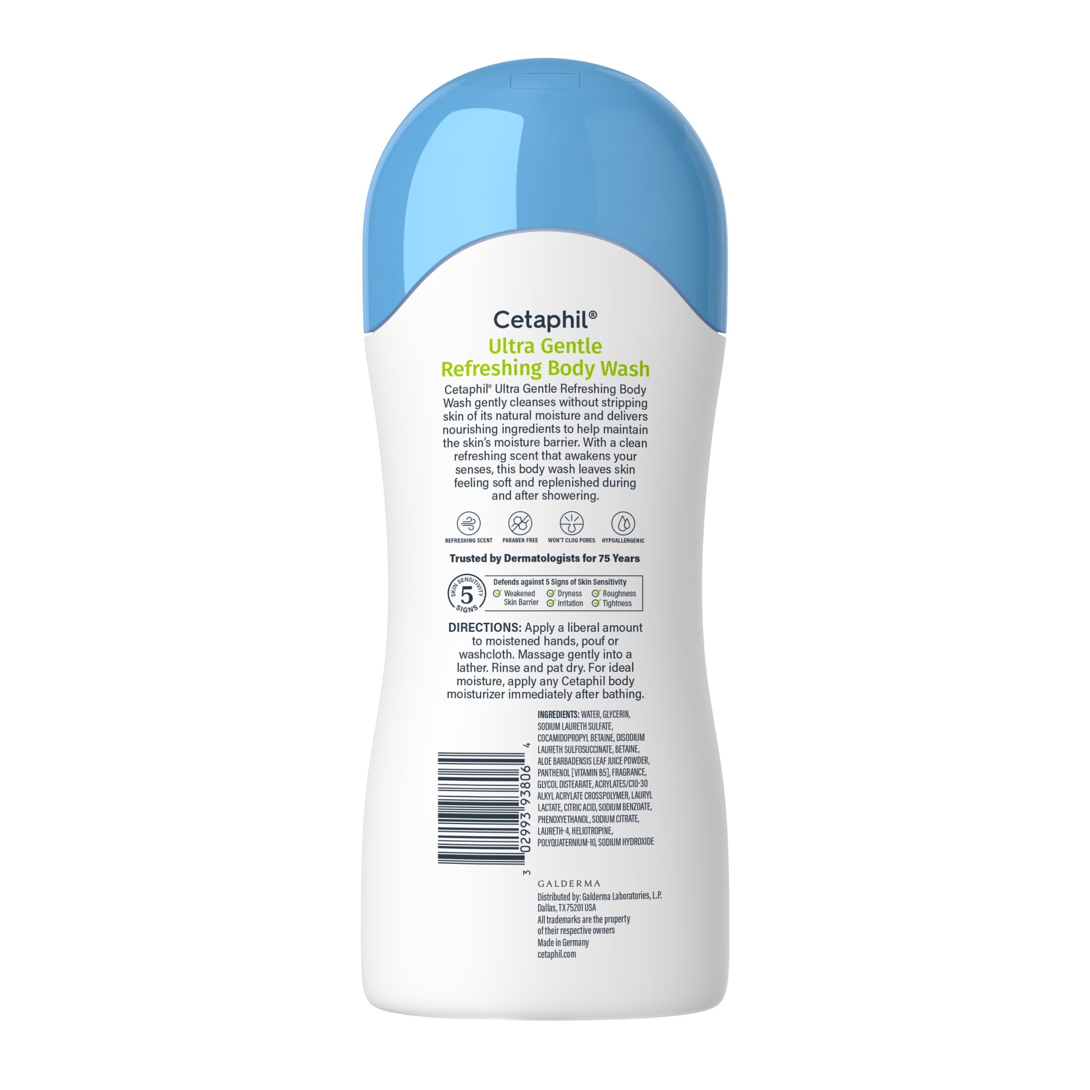 Cetaphil Ultra Gentle Refreshing Body Wash, Refreshing Scent For Dry to Normal, Sensitive Skin, 16.9 fl oz