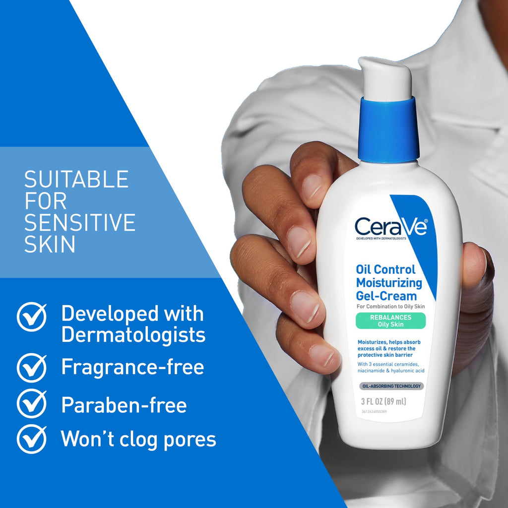 CeraVe Moisturizer Oil Control Gel-Cream Face for Oily Skin with Ceramides 3 fl oz
