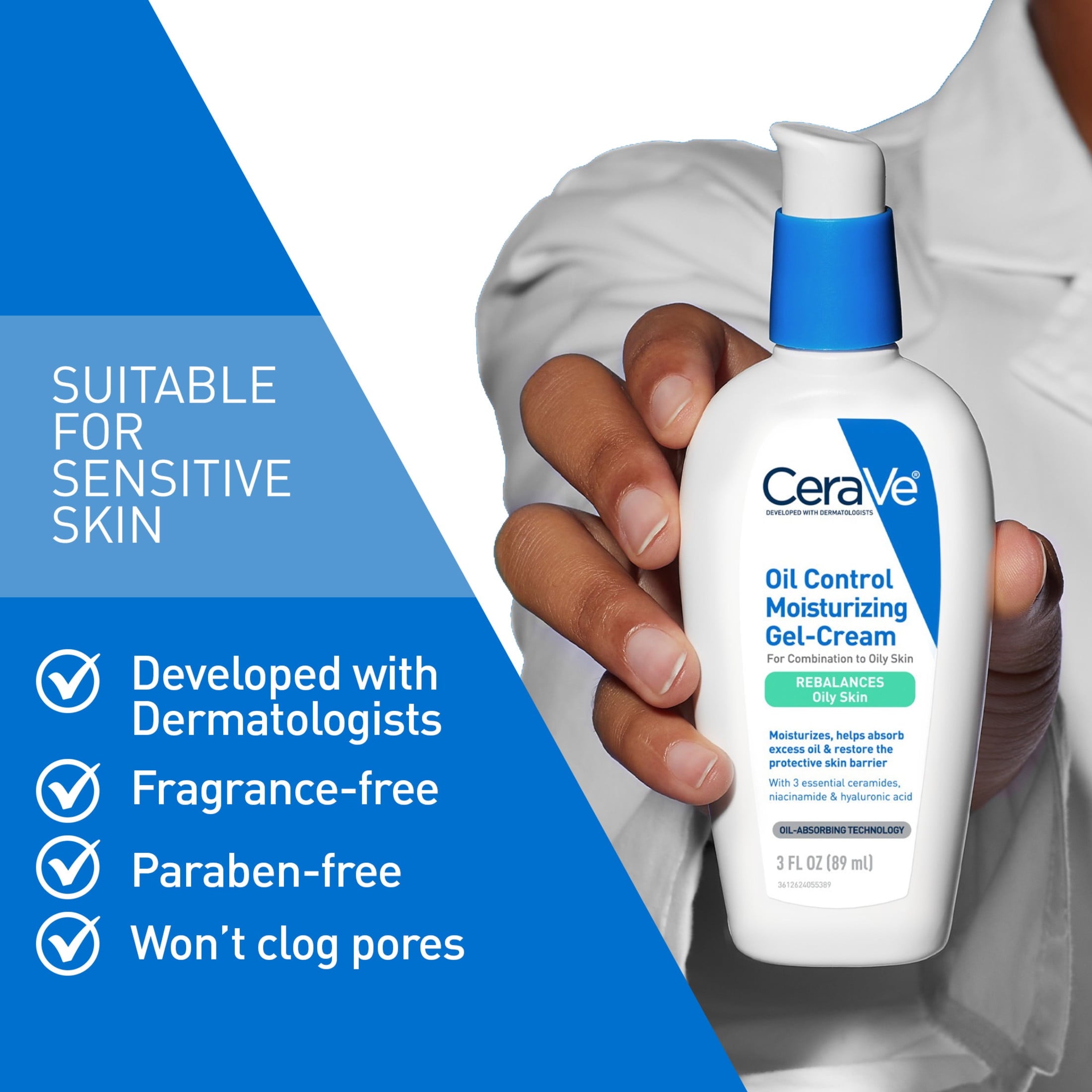 CeraVe Moisturizer Oil Control Gel-Cream Face for Oily Skin with Ceramides 3 fl oz