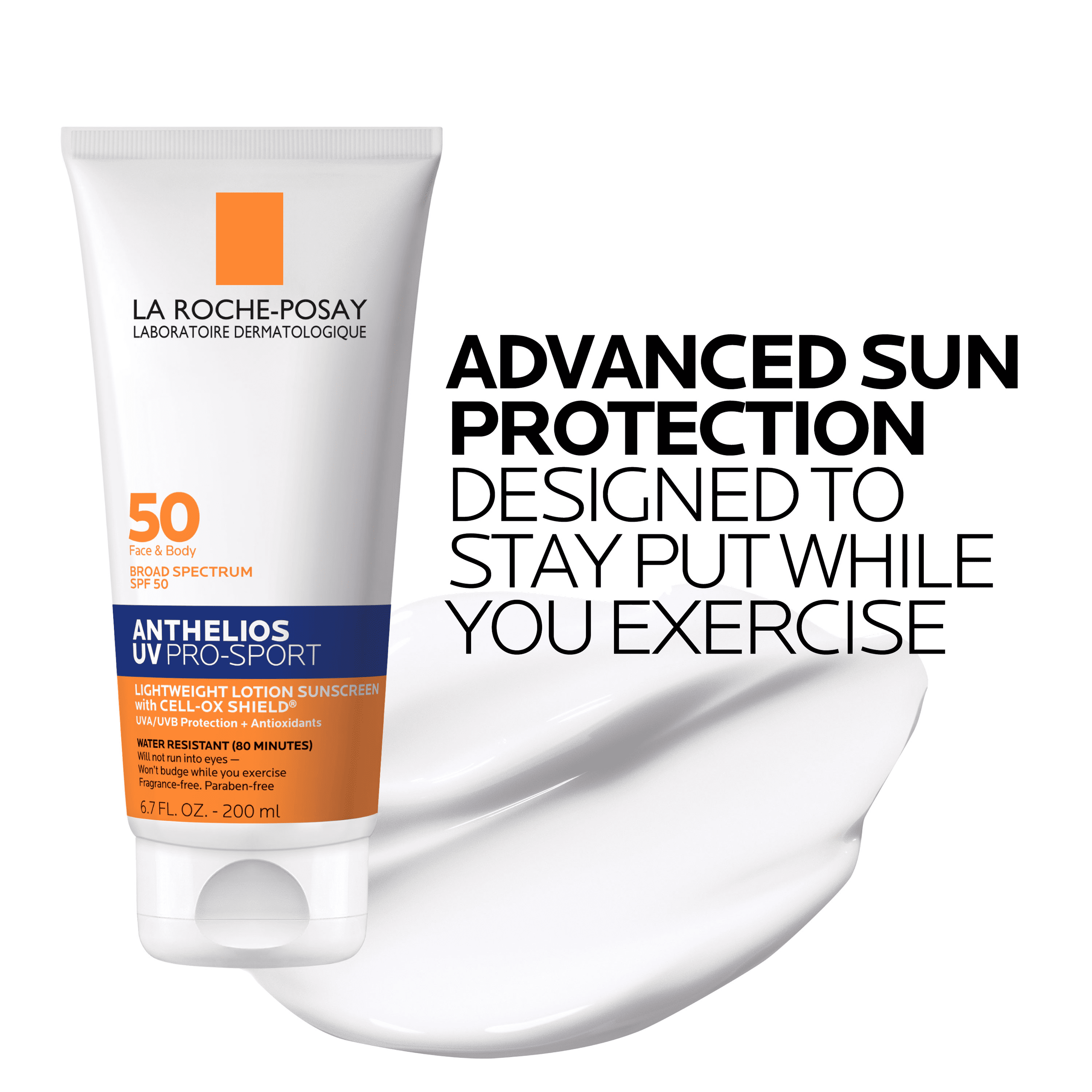 La Roche-Posay Anthelios UV Pro-Sport Sweat and Water Resistant Sunscreen Cream SPF 50, 6.7 fl oz