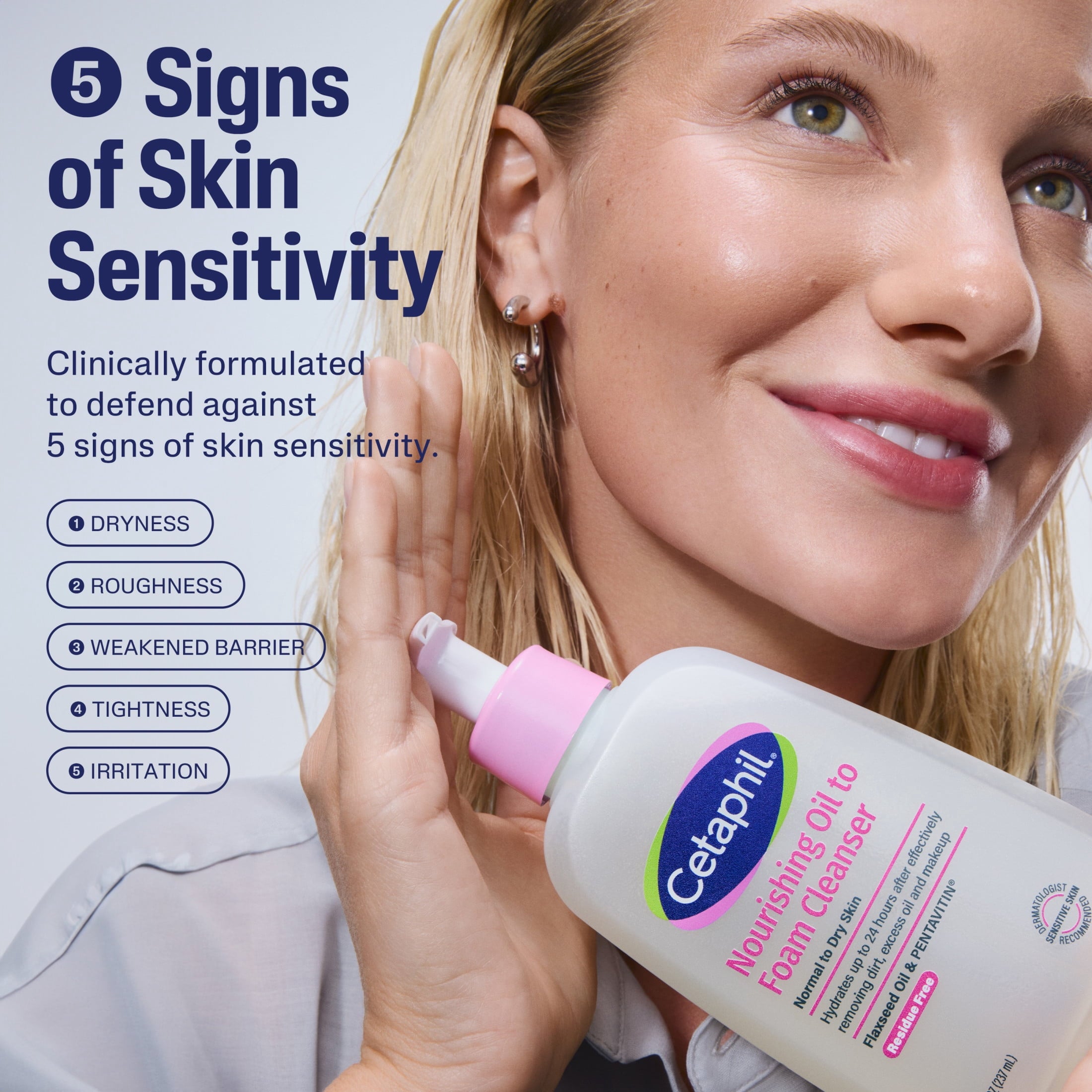 Cetaphil Nourishing Oil to Foam Facial Cleanser, Daily Face Wash for Normal to Dry Skin, 8 fl oz