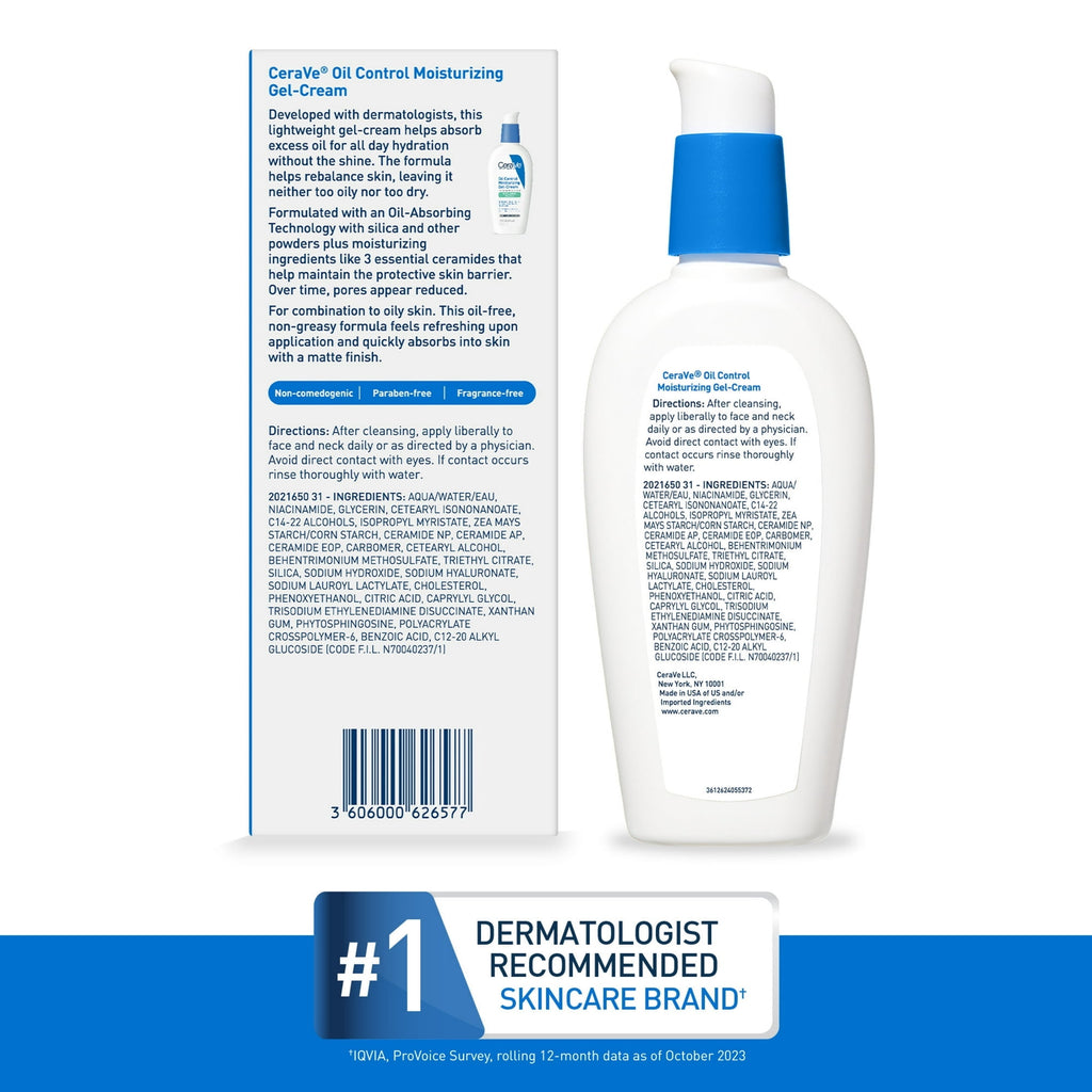 CeraVe Moisturizer Oil Control Gel-Cream Face for Oily Skin with Ceramides 3 fl oz