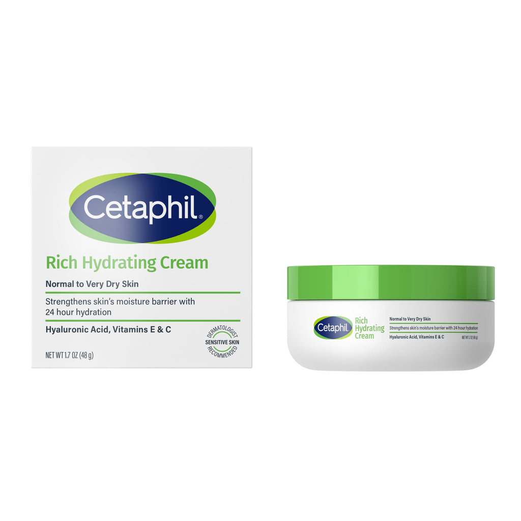 Cetaphil Rich Hydrating Face Cream Travel Size Moisturizer for Dry to Normal Skin with Hyaluronic Acid, 1.7 fl oz