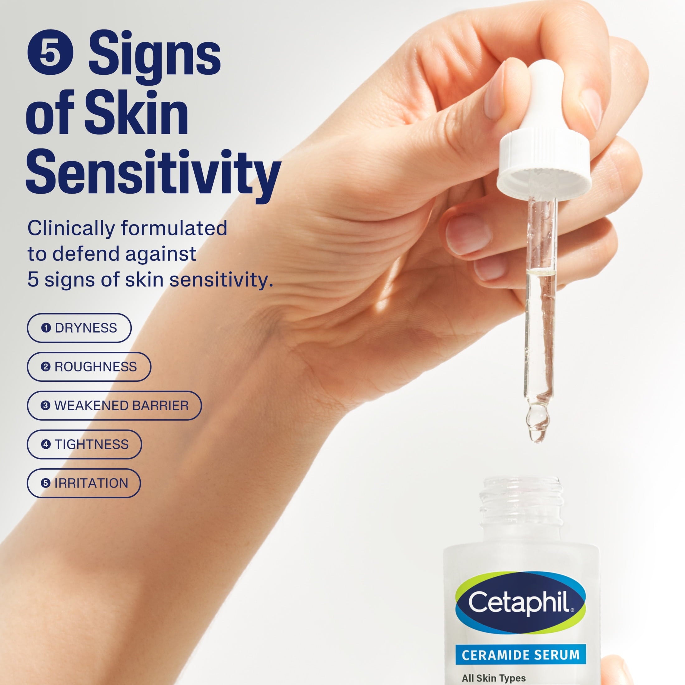 CETAPHIL Ceramide Face Serum, Lightweight Serum for All Skin Types, Ceramides, CICA & Allantoin, 1 fl oz