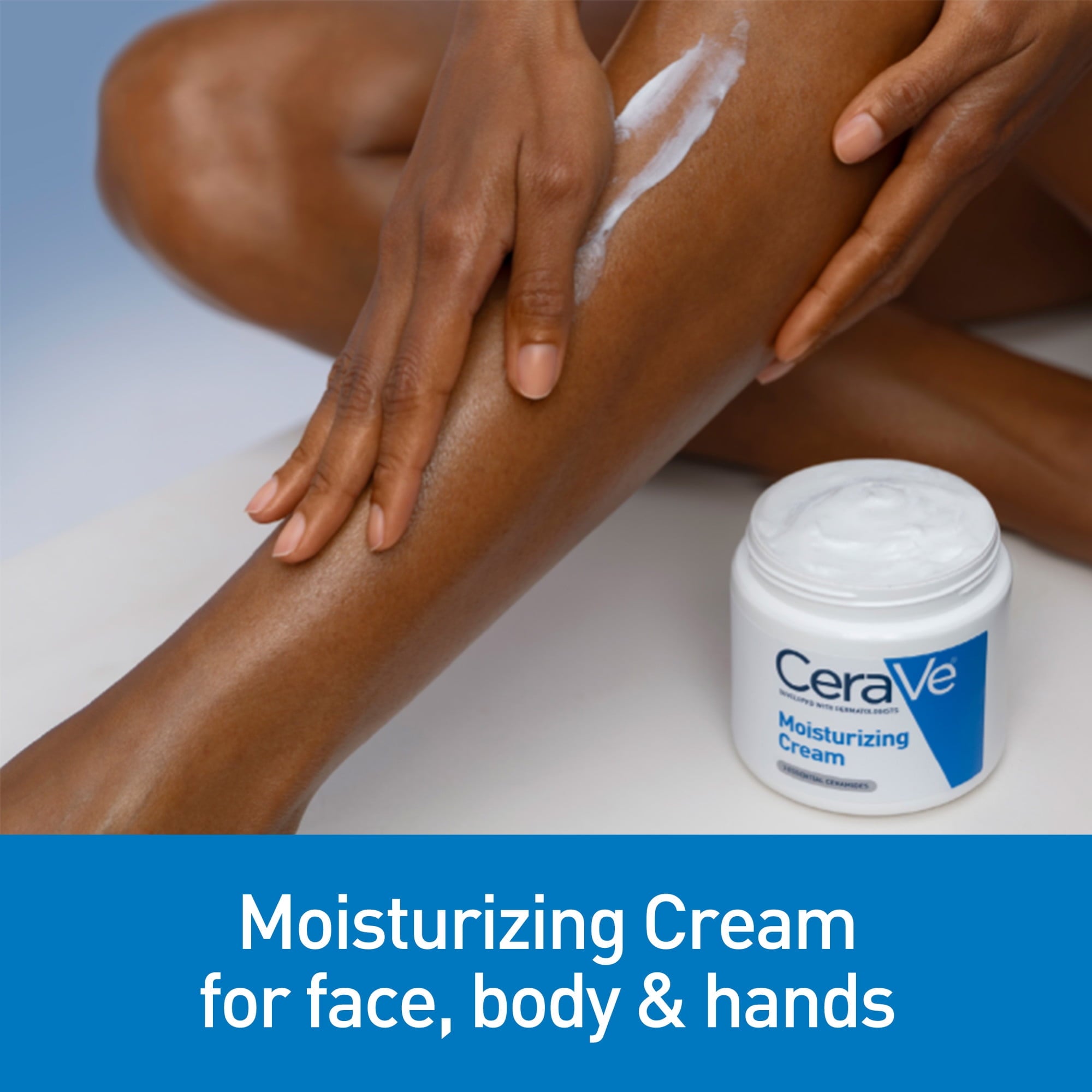 CeraVe Moisturizing Cream Jar & Bonus Hydrating Cleanser Sample Bundle, Face & Body, 16 oz