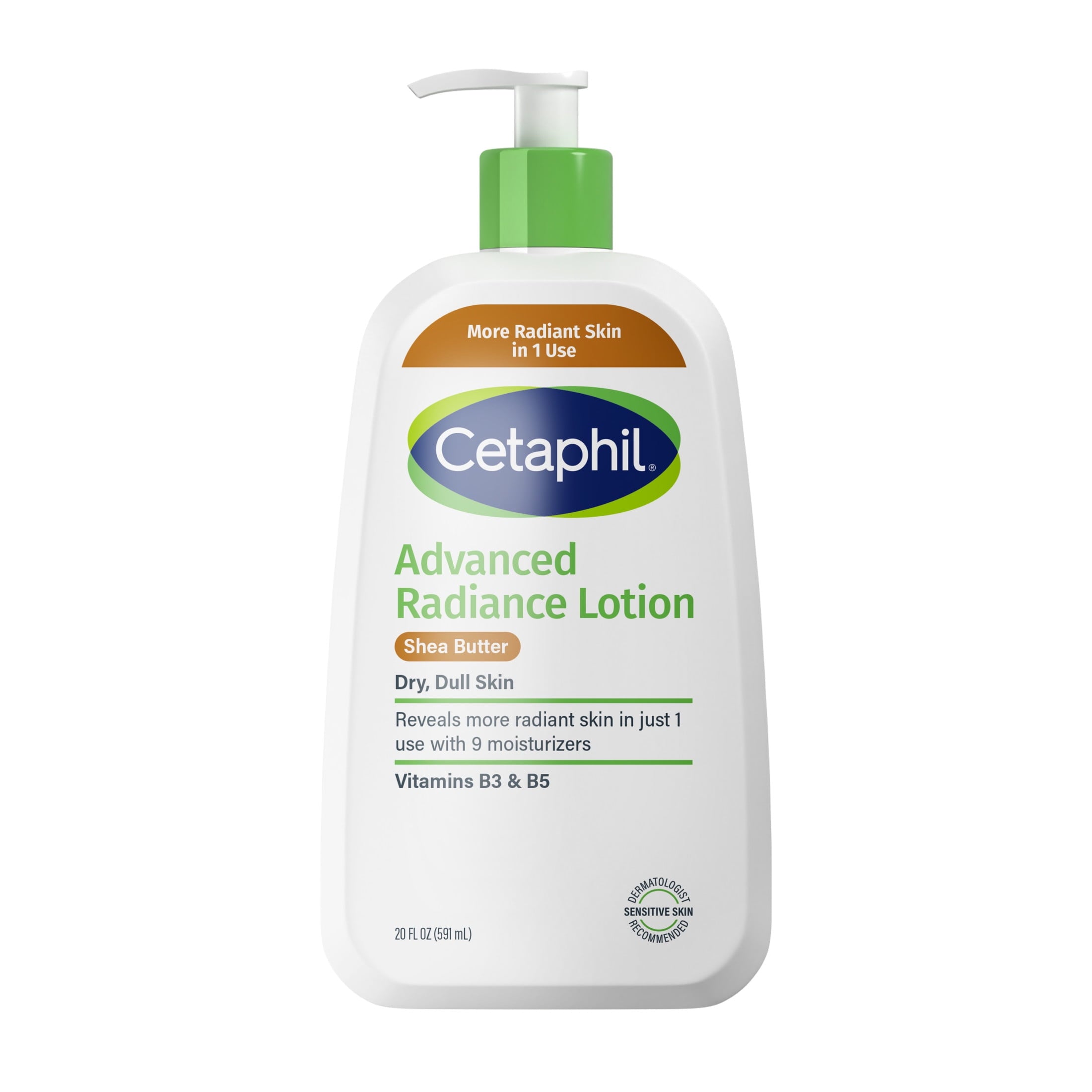 Cetaphil Advanced Radiance Body Lotion with Shea Butter for Sensitive Skin, Fragrance Free, 20 fl oz