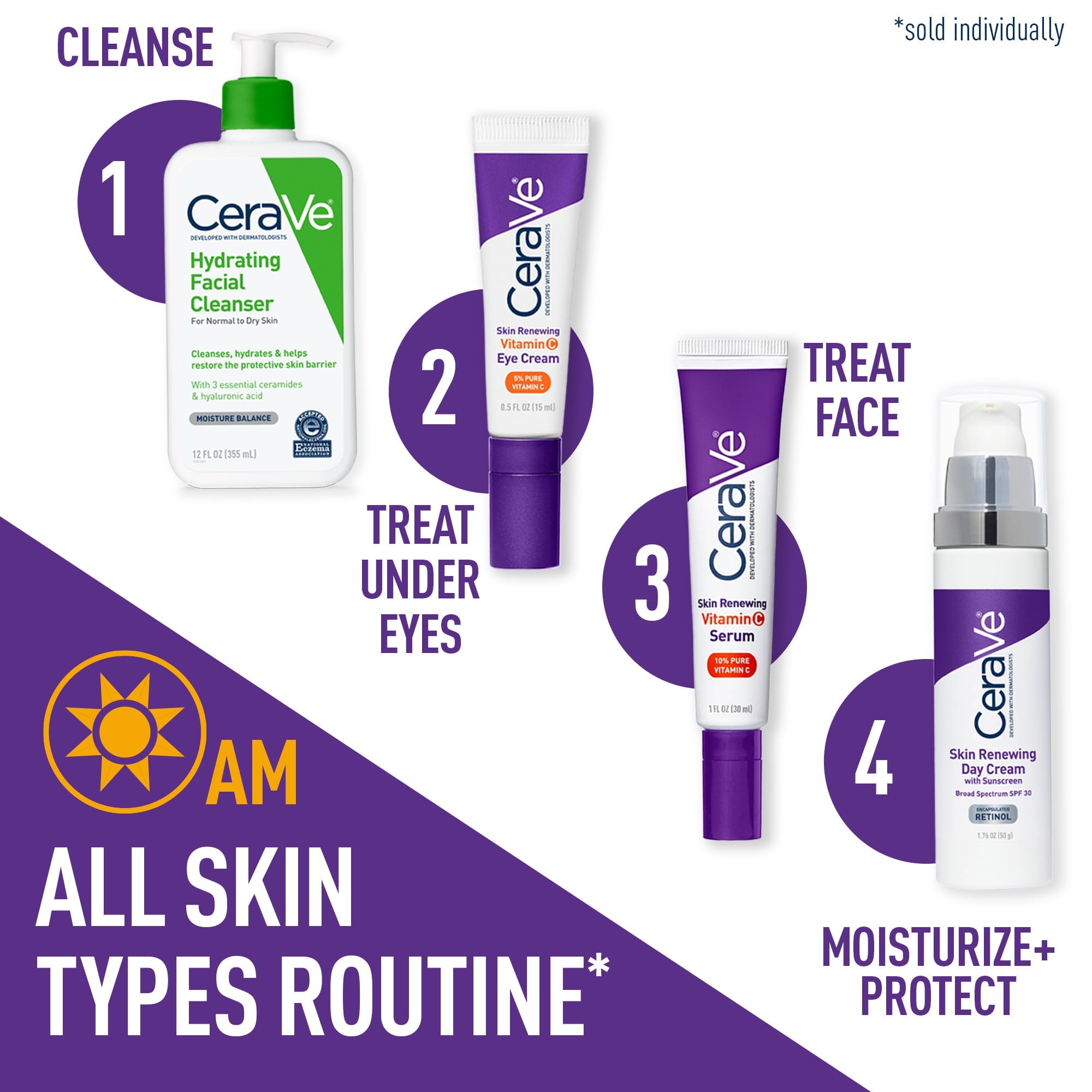 (2 pack) CeraVe Skin Renewing Vitamin C Eye Cream for Dark Circles and Puffiness, 0.5 fl oz