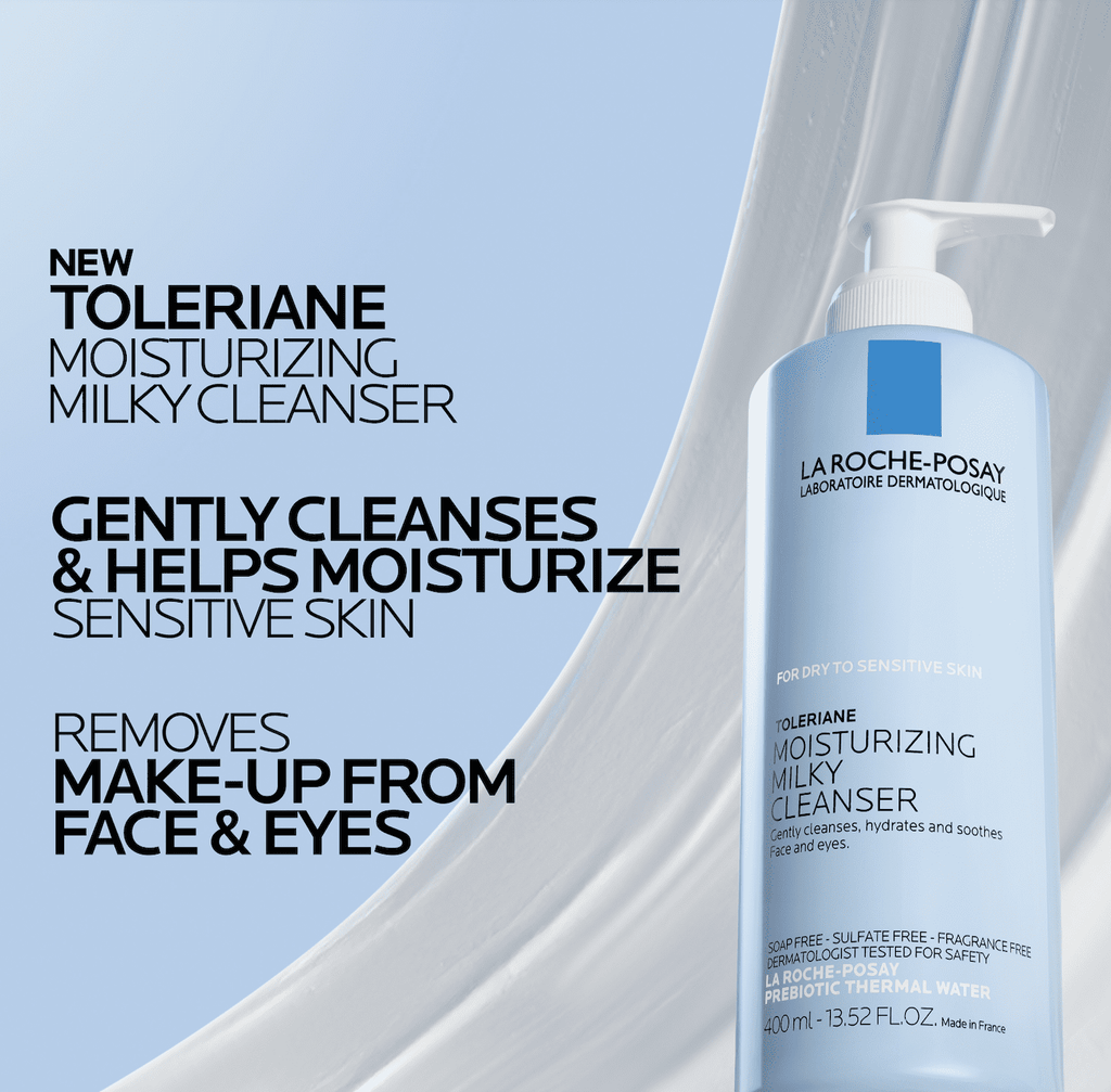 La Roche-Posay Toleriane Moisturizing Milky Facial Cleanser for Dry, Sensitive Skin, 13.5 fl oz