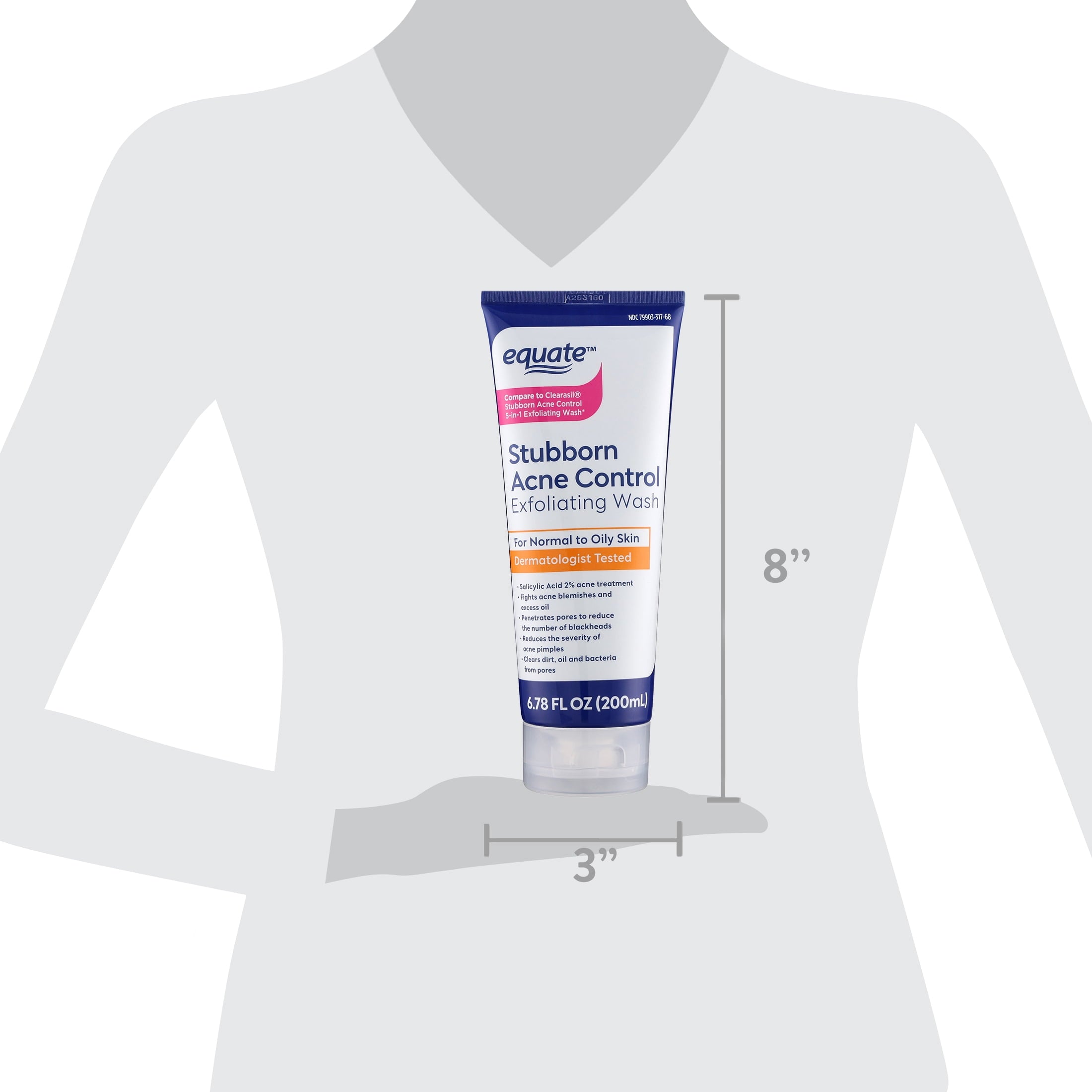 Equate Stubborn Acne Control Exfoliating Wash with Salicylic Acid, 6.78 fl oz