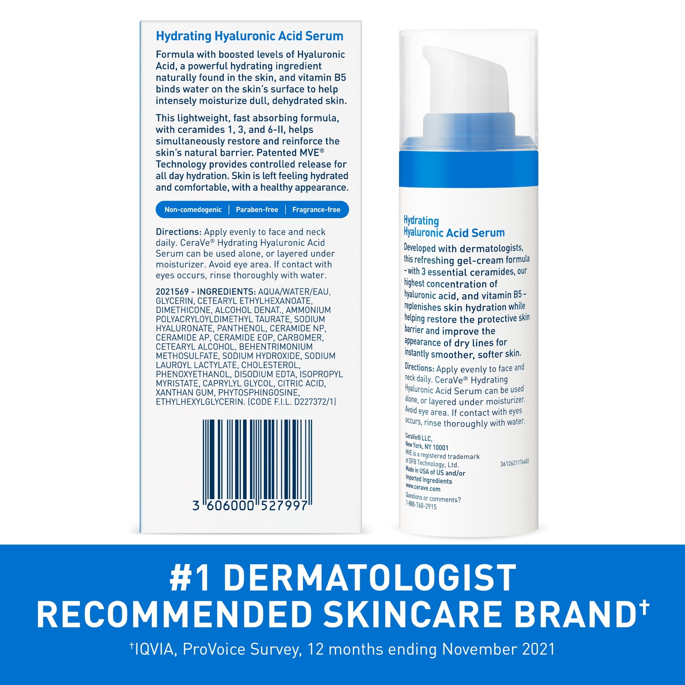 CeraVe Hyaluronic Acid Serum Gel-Cream Formula Normal to Dry Skin 1 fl oz
