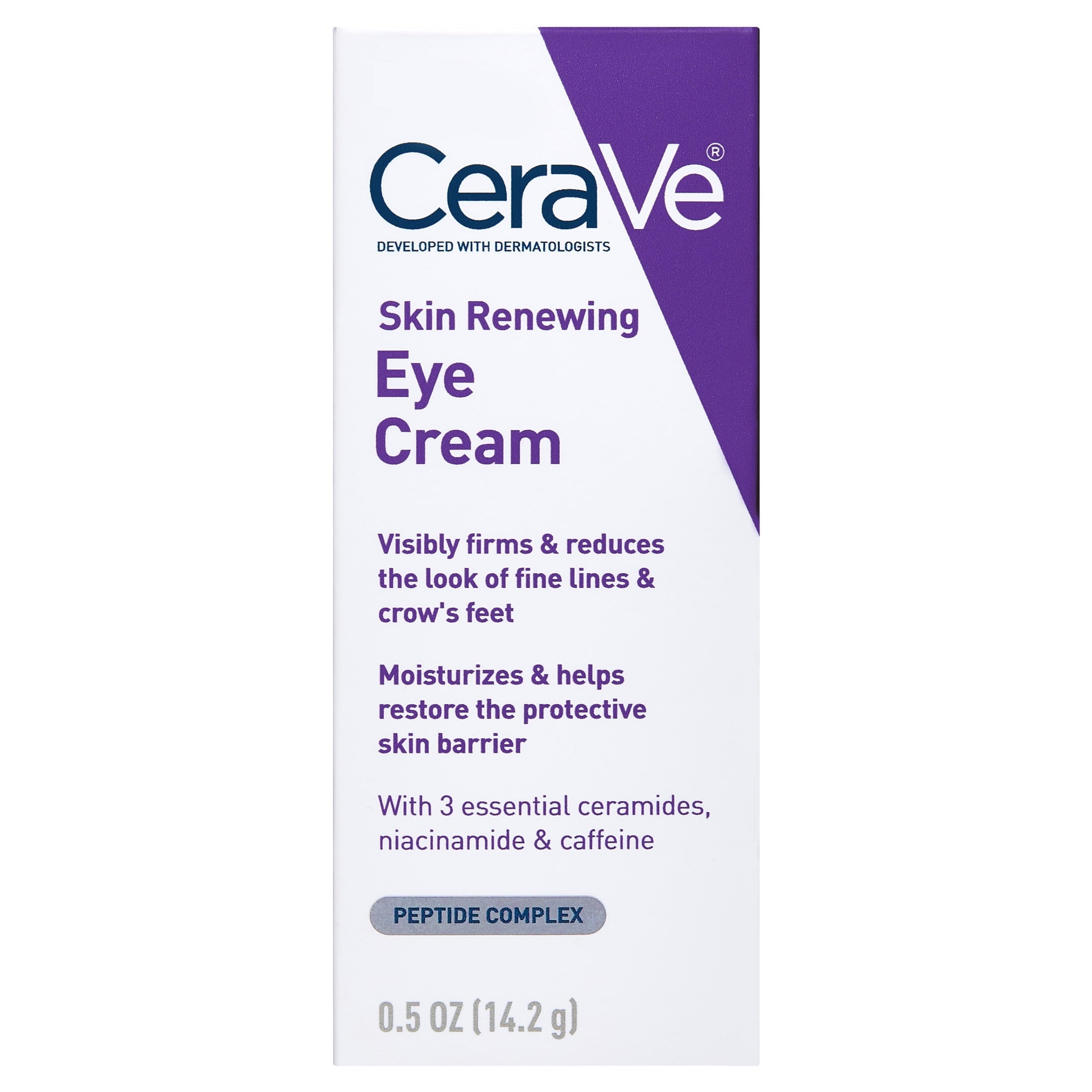 (2 pack) CeraVe Skin Care Renewing Eye Cream for Dark Circles & Puffiness with Peptides, Hyaluronic Acid, Niacinamide, Caffeine, Fragrance Free 0.5 fl oz