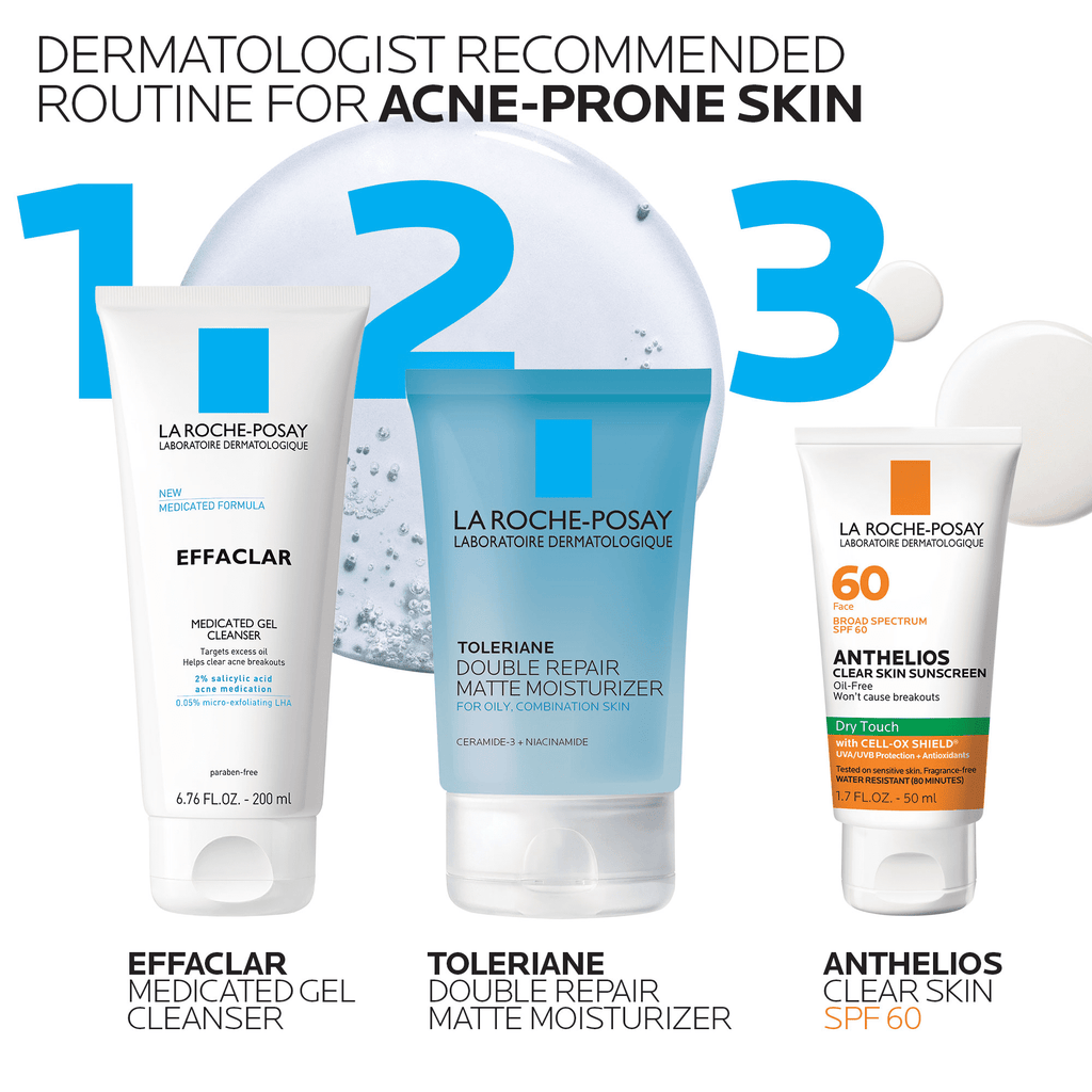 La Roche-Posay Anthelios Clear Skin Dry Touch Facial Sunscreen SPF 60 Oil-Free for All Skin Types,1.7 fl oz