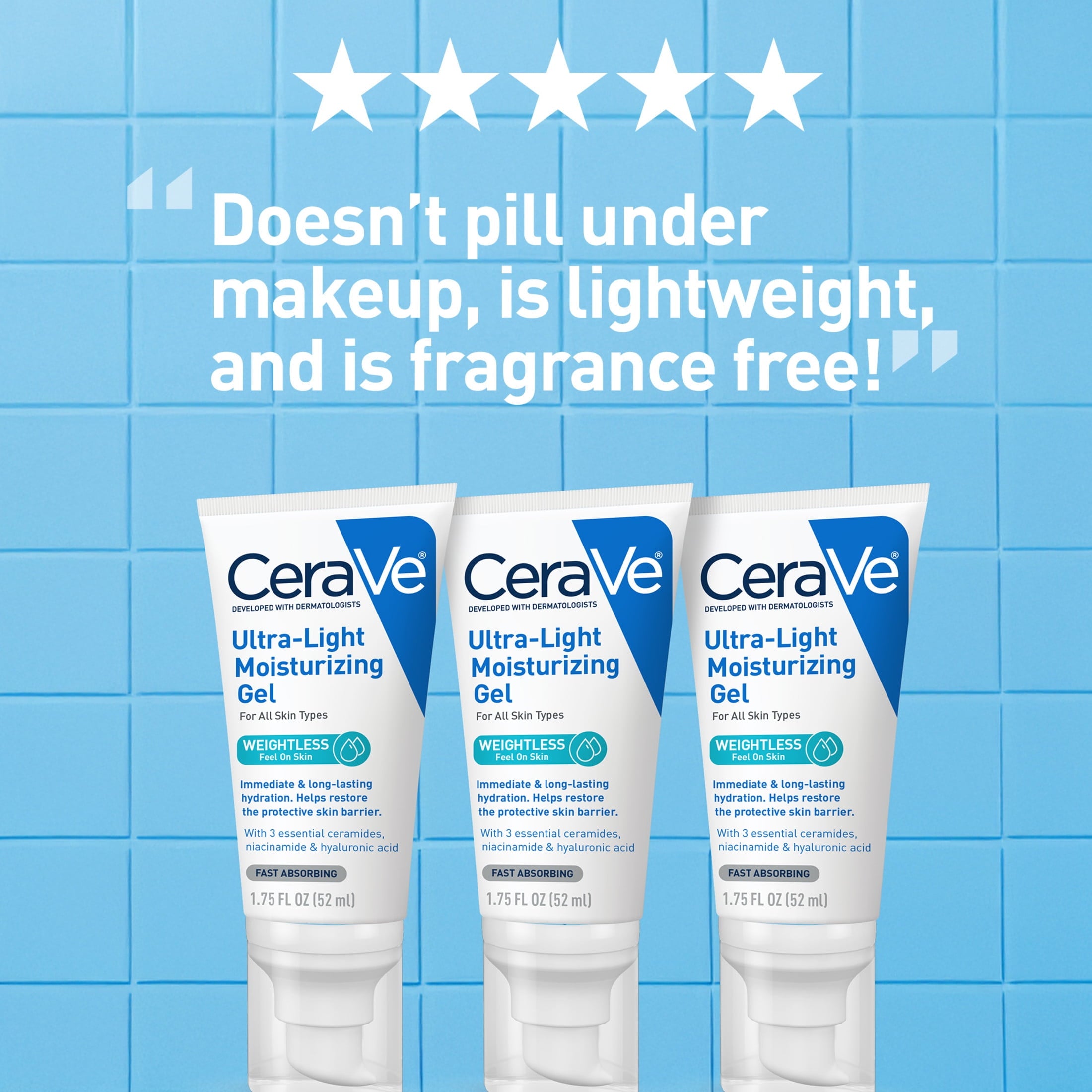 CeraVe Face Moisturizer Ultra-Light Gel with Hyaluronic Acid & Niacinamide 1.75 fl oz