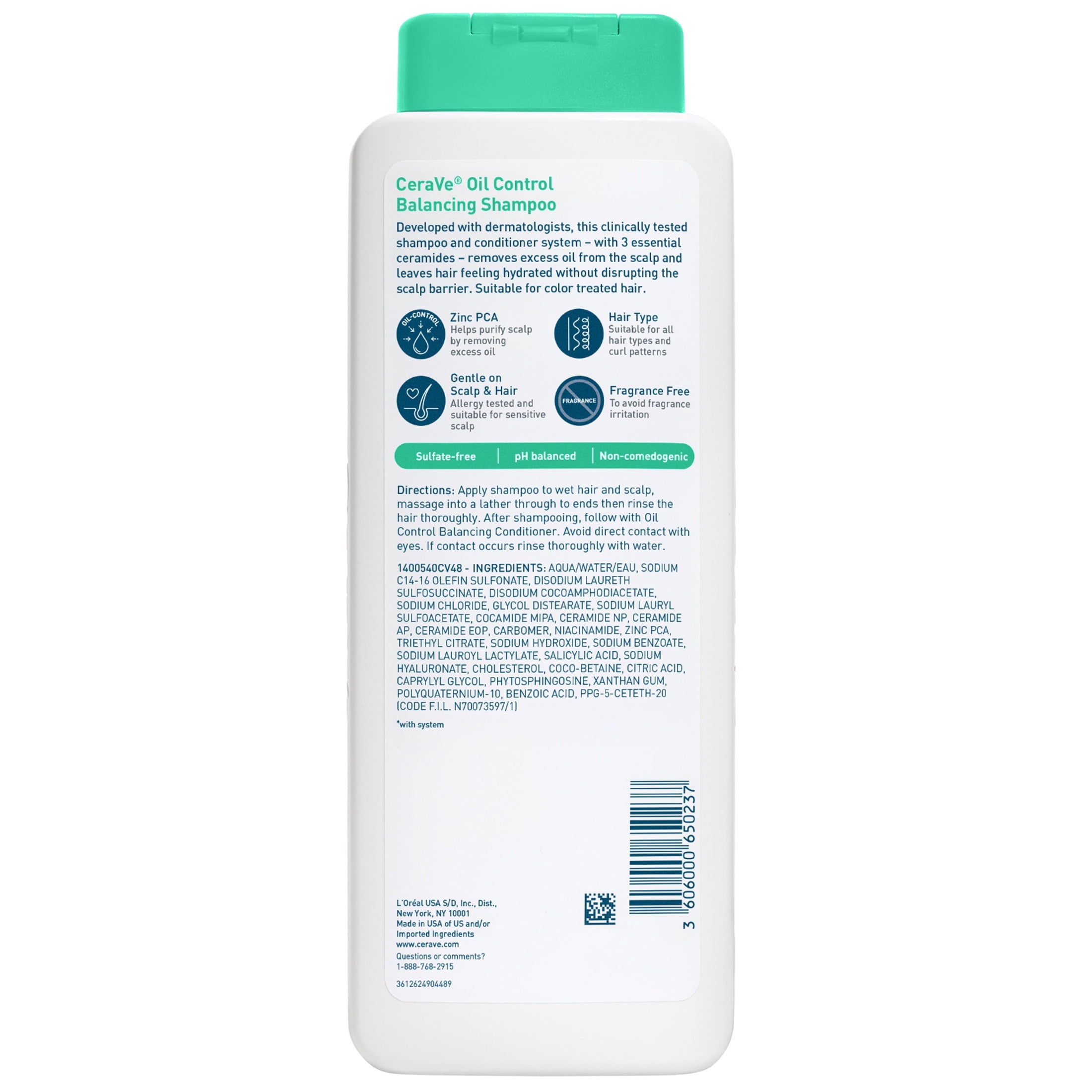 CeraVe Oil Control Balancing Shampoo for Normal to Oily Scalp & Hair, 12 fl oz