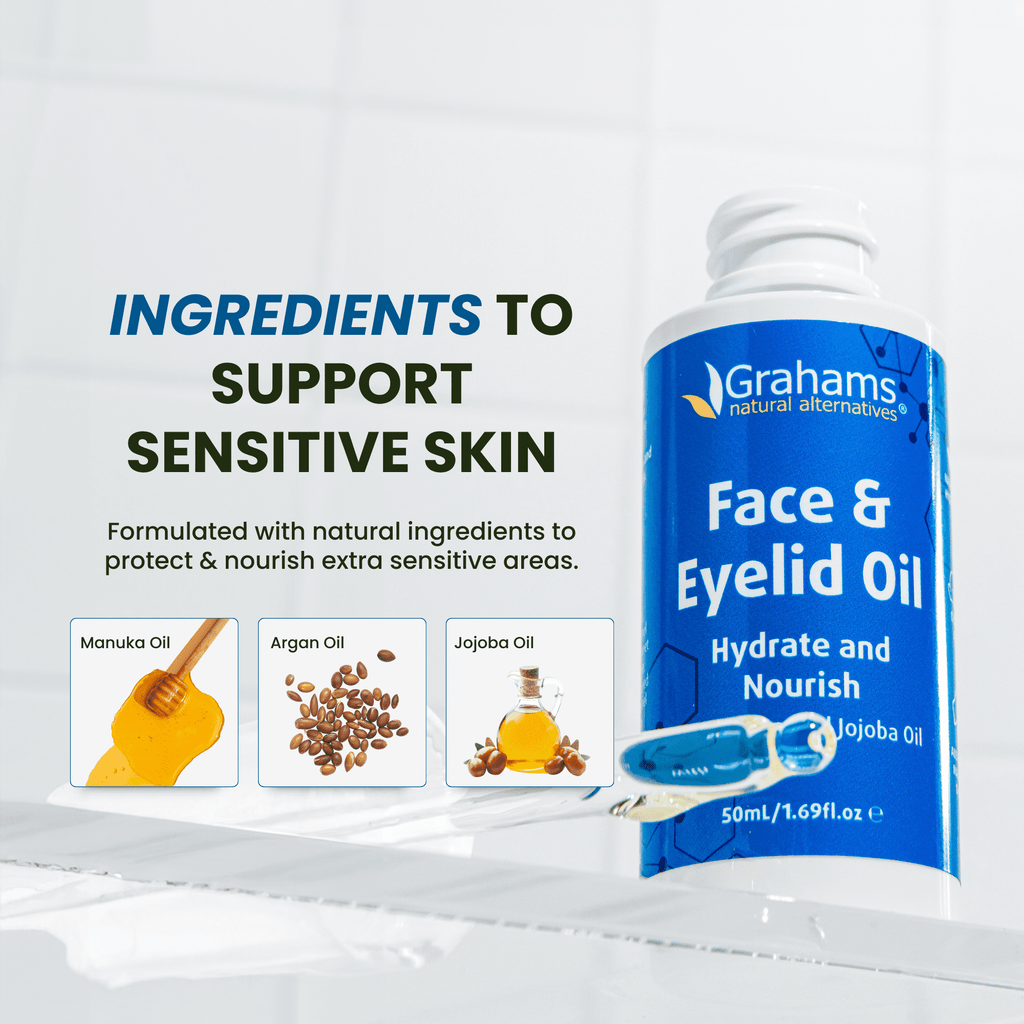Grahams Natural Face & Eyelid Oil - Hydrating & Nourishing Relief for Eczema-Prone Skin & Dermatitis (1 x 50ml)
