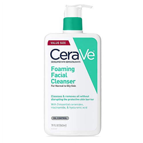 (2 pack) CeraVe Foaming Facial Cleanser | Makeup Remover and Daily Face Wash for Oily Skin | 19 Fluid Ounce