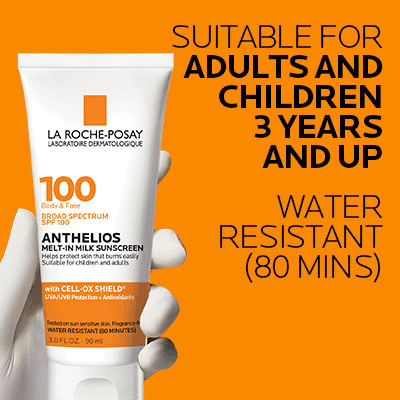 La Roche-Posay Anthelios Melt-In Milk Sunscreen for Face and Body SPF 100, 5.0 fl oz