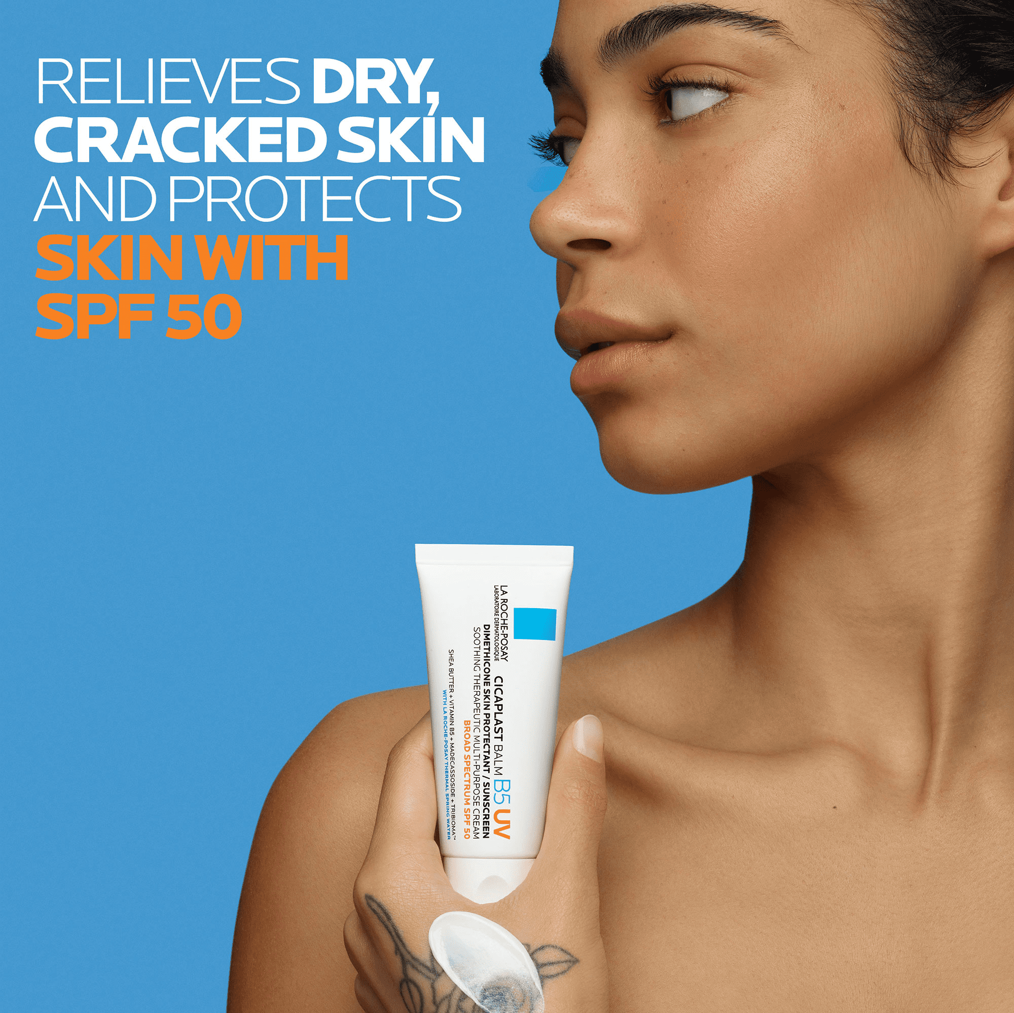 La Roche-Posay Cicaplast Balm B5 UV SPF 50 Face and Body Sunscreen Moisturizer for Sensitive Skin, 1.35 fl oz