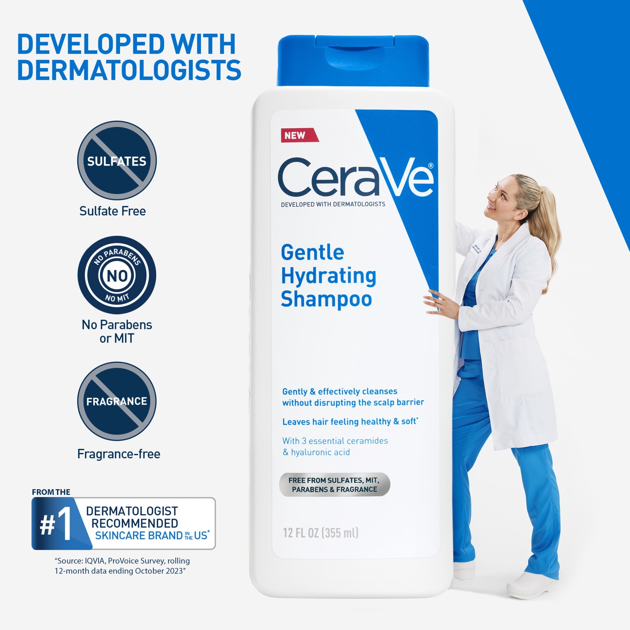 CeraVe Hydrating Facial Cleanser Bundle with CeraVe Hair Samples, 14 fl oz