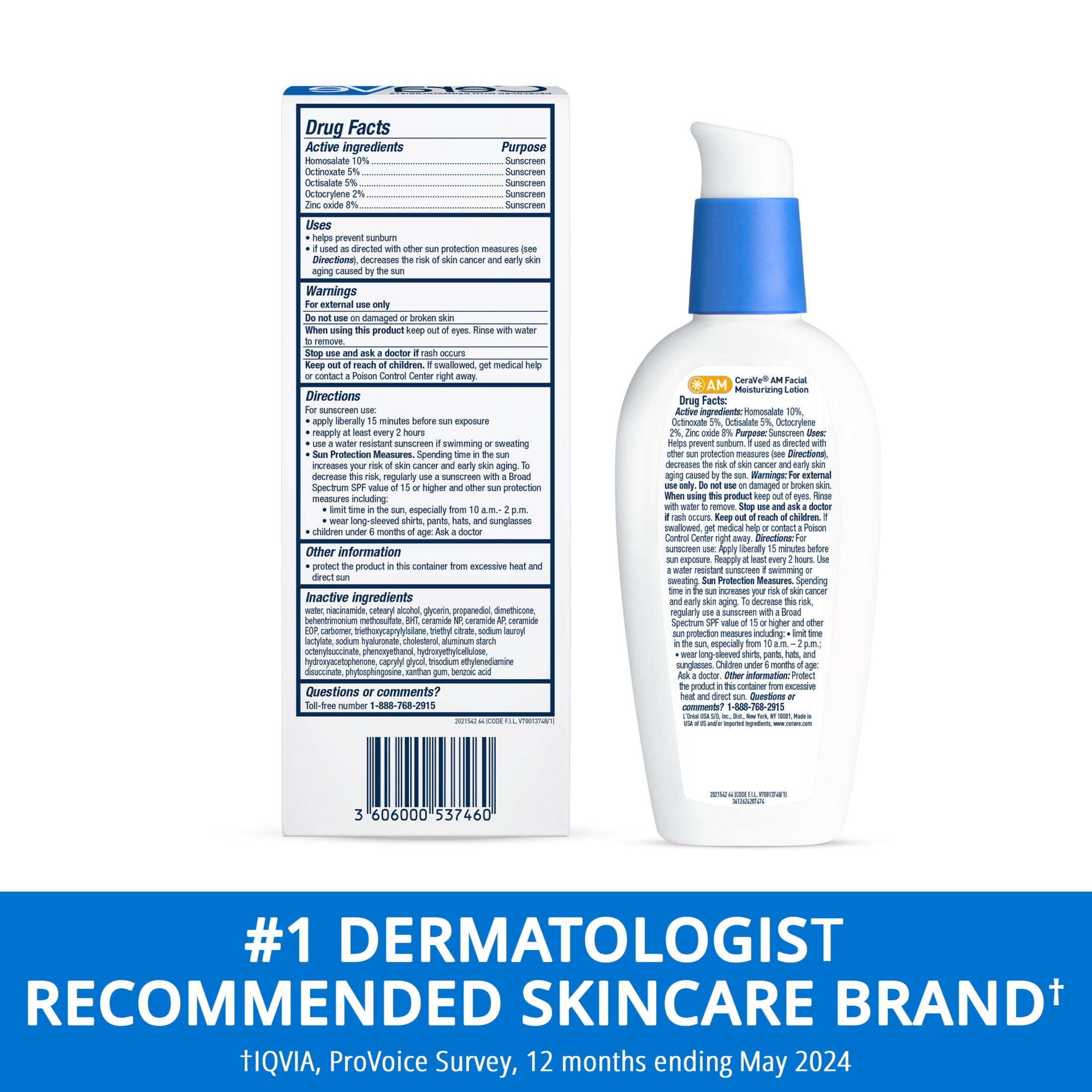 (2 pack) CeraVe AM Face Moisturizer with Broad Spectrum Protection, SPF 30,3 oz