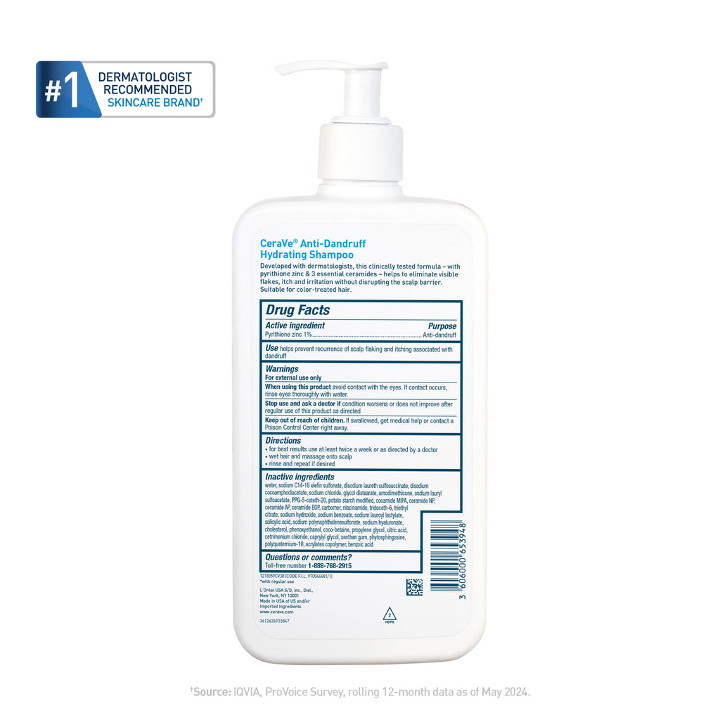 CeraVe Hydrating Anti-Dandruff Shampoo for Flakey Itchy Scalp 19 fl oz