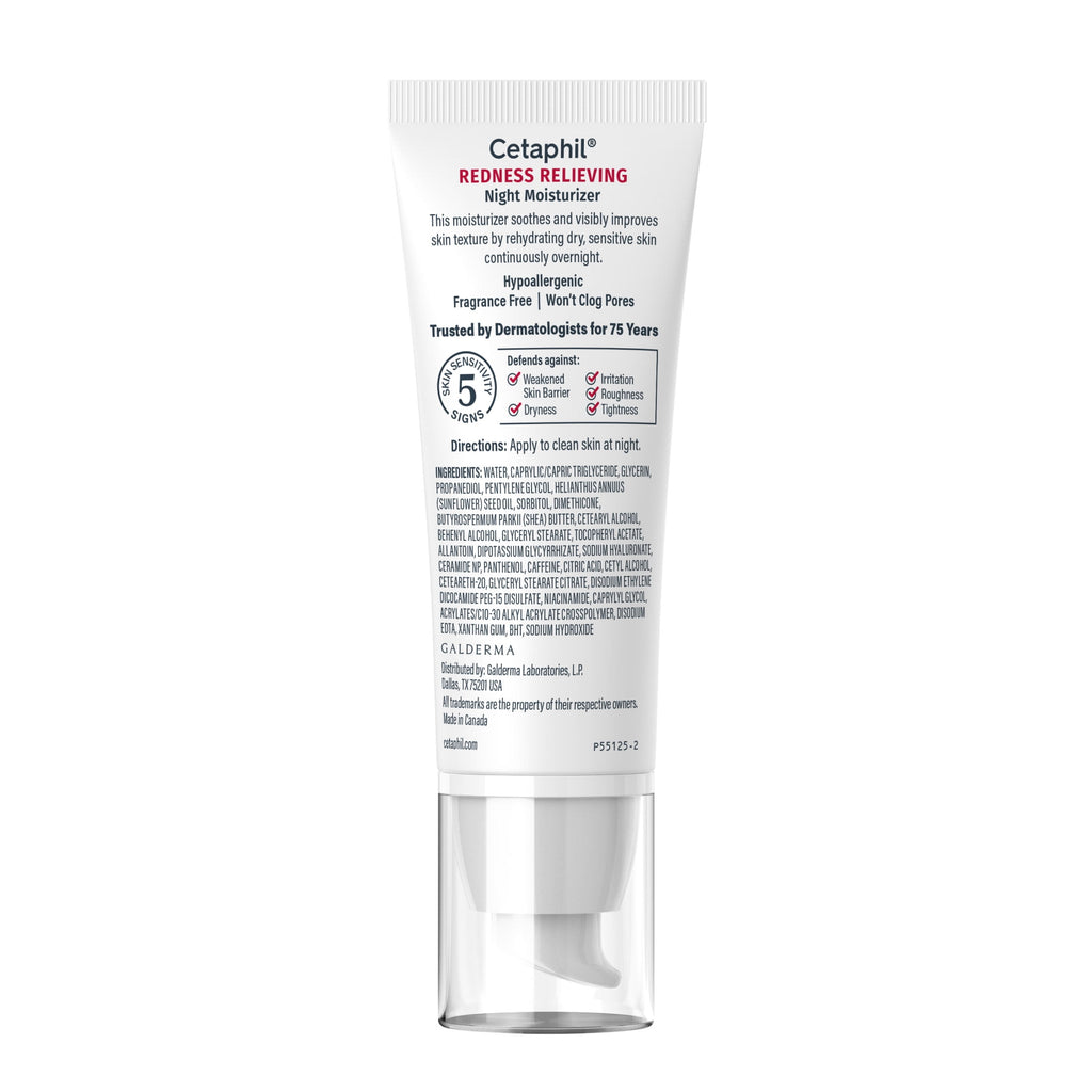 Cetaphil Redness Relieving Night Moisturizer SPF 40 For Dry, Redness-Prone Skin, 1.7 fl oz