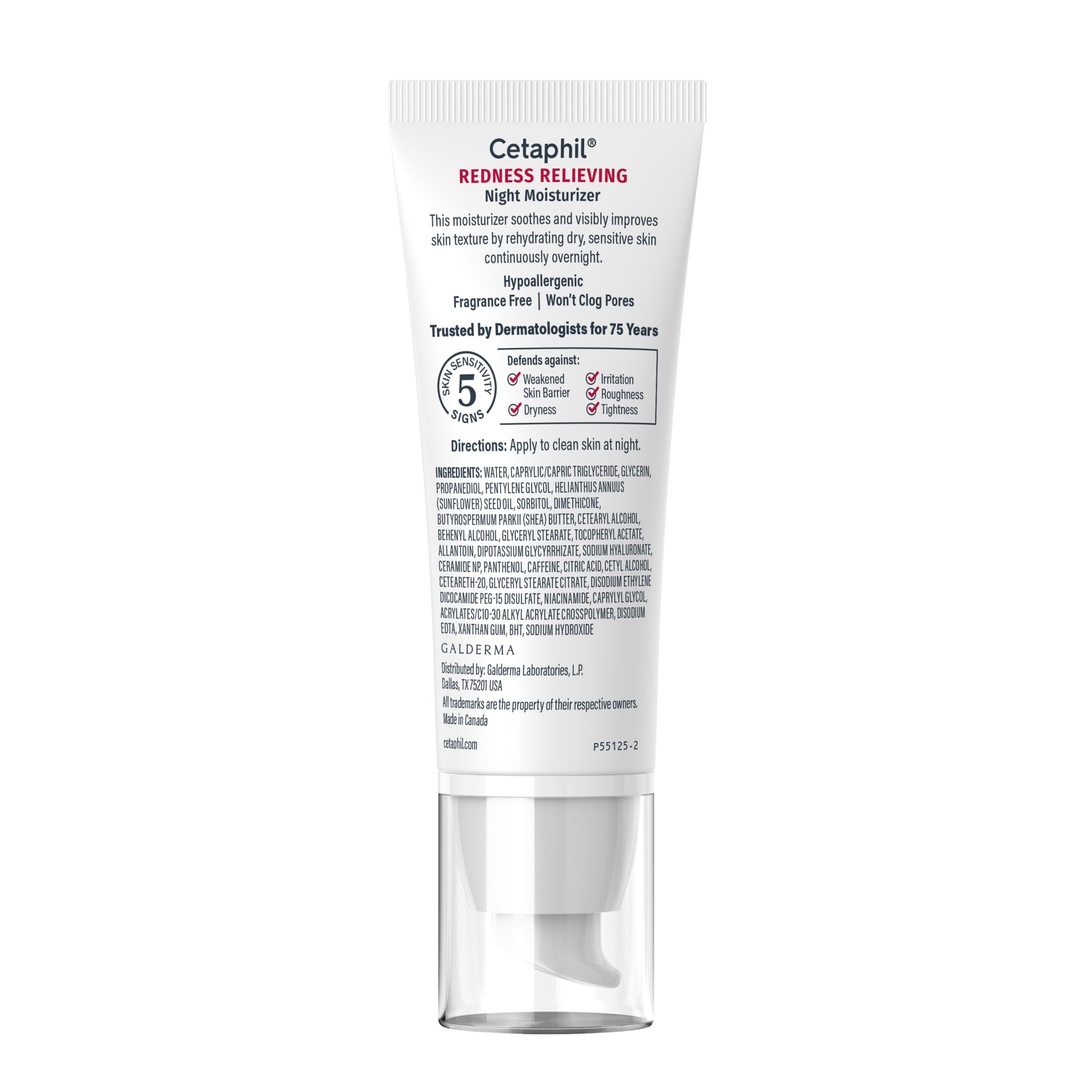 Cetaphil Redness Relieving Night Moisturizer SPF 40 For Dry, Redness-Prone Skin, 1.7 fl oz