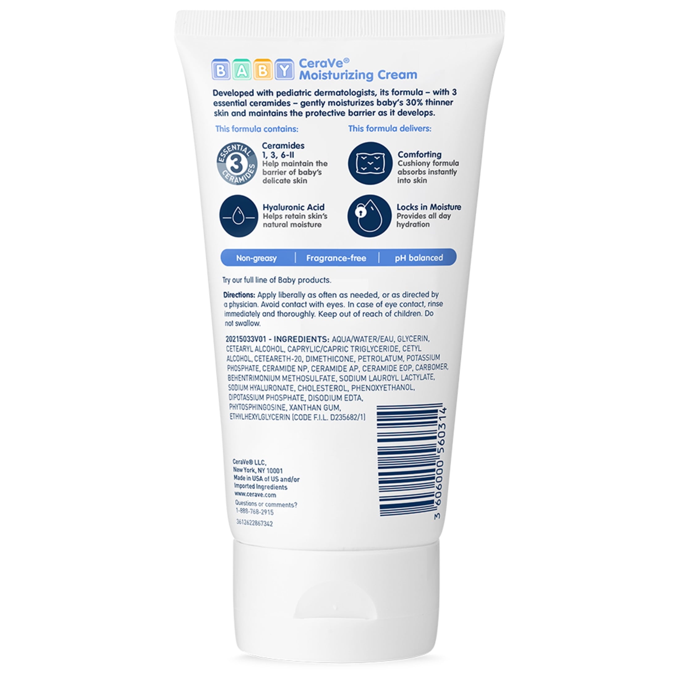 (2 pack) CeraVe Baby Moisturizing Cream 5 oz
