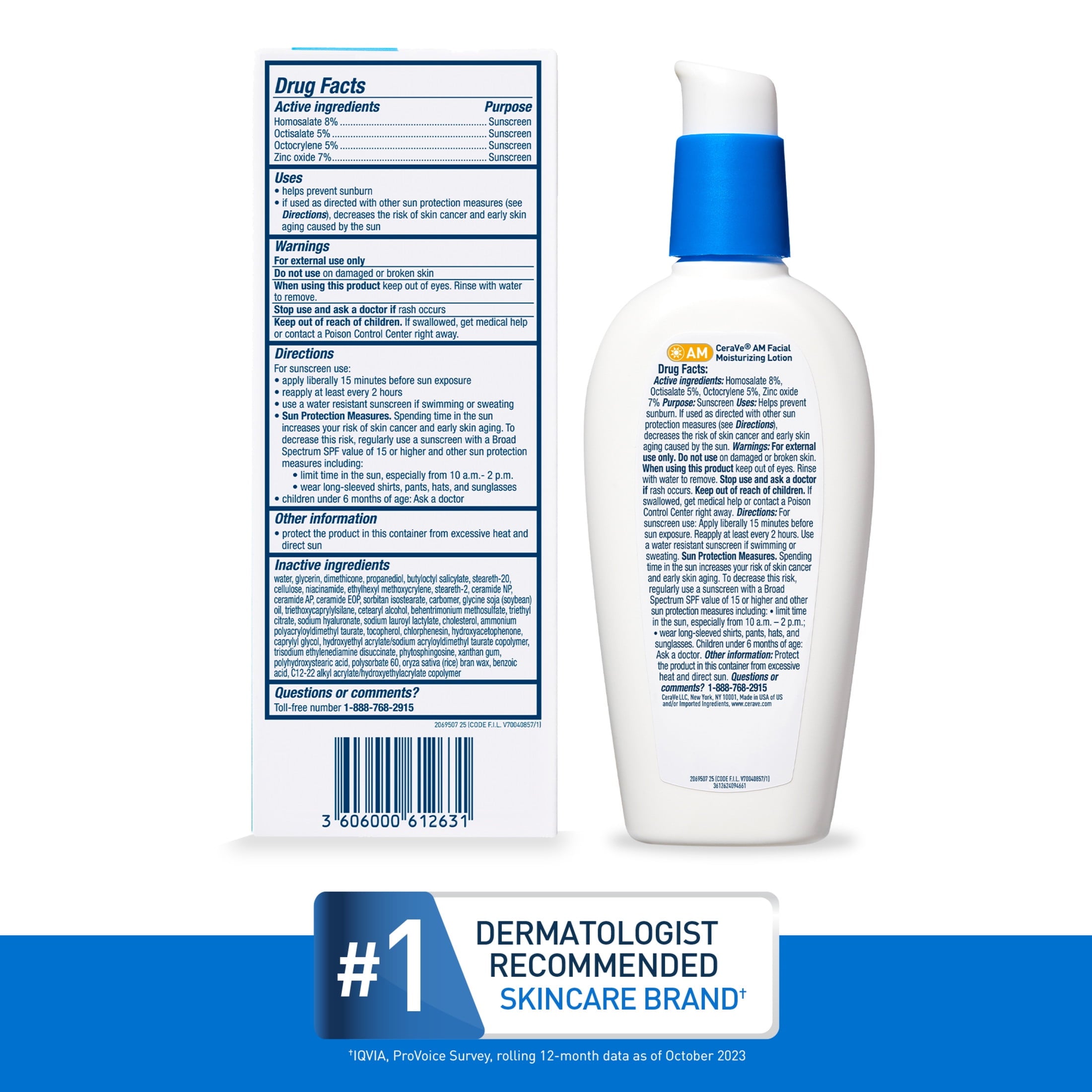 CeraVe AM Moisturizing Face Lotion with SPF 50 Sun Protection for Normal to Oily Skin, 3 fl oz