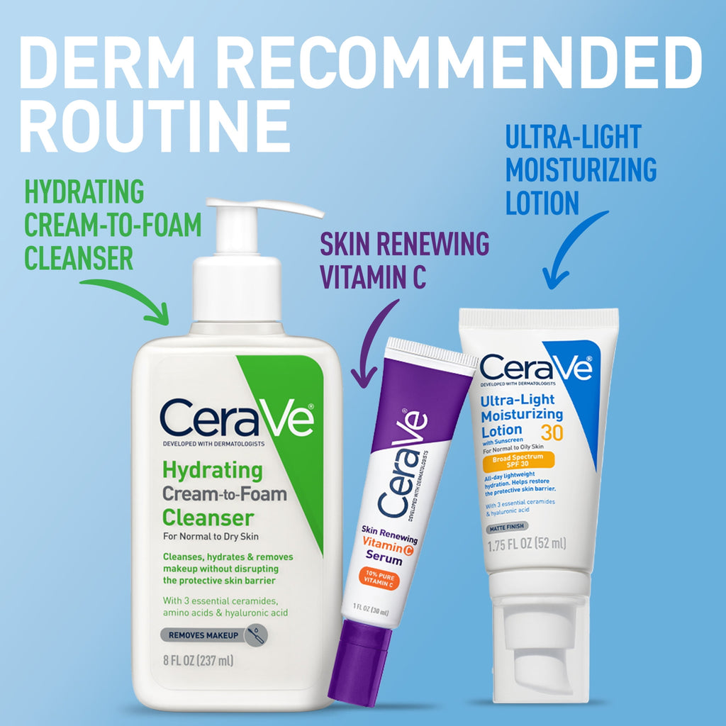 CeraVe Sunscreen Ultra-Light Moisturizing Face Lotion SPF 30 for Normal to Oily Skin, 1.75 fl oz