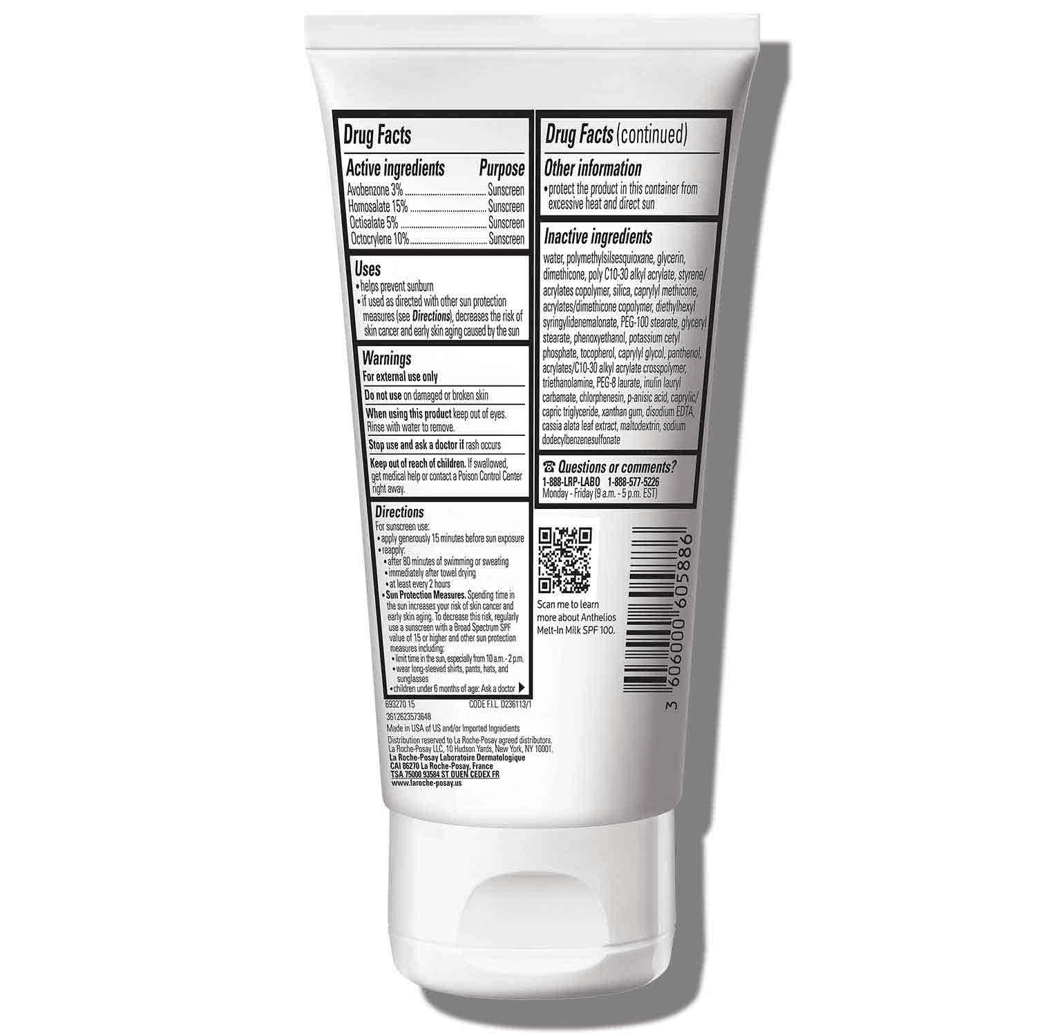 La Roche-Posay Anthelios Melt-In Milk Sunscreen for Face and Body SPF 100, 5.0 fl oz