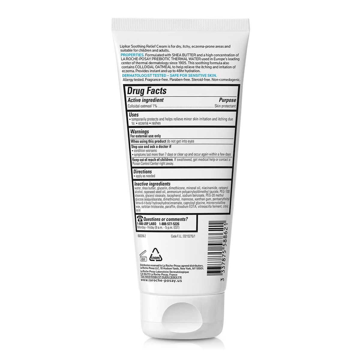 La Roche-Posay Lipikar Soothing Relief Eczema Cream, 6.76 fl oz
