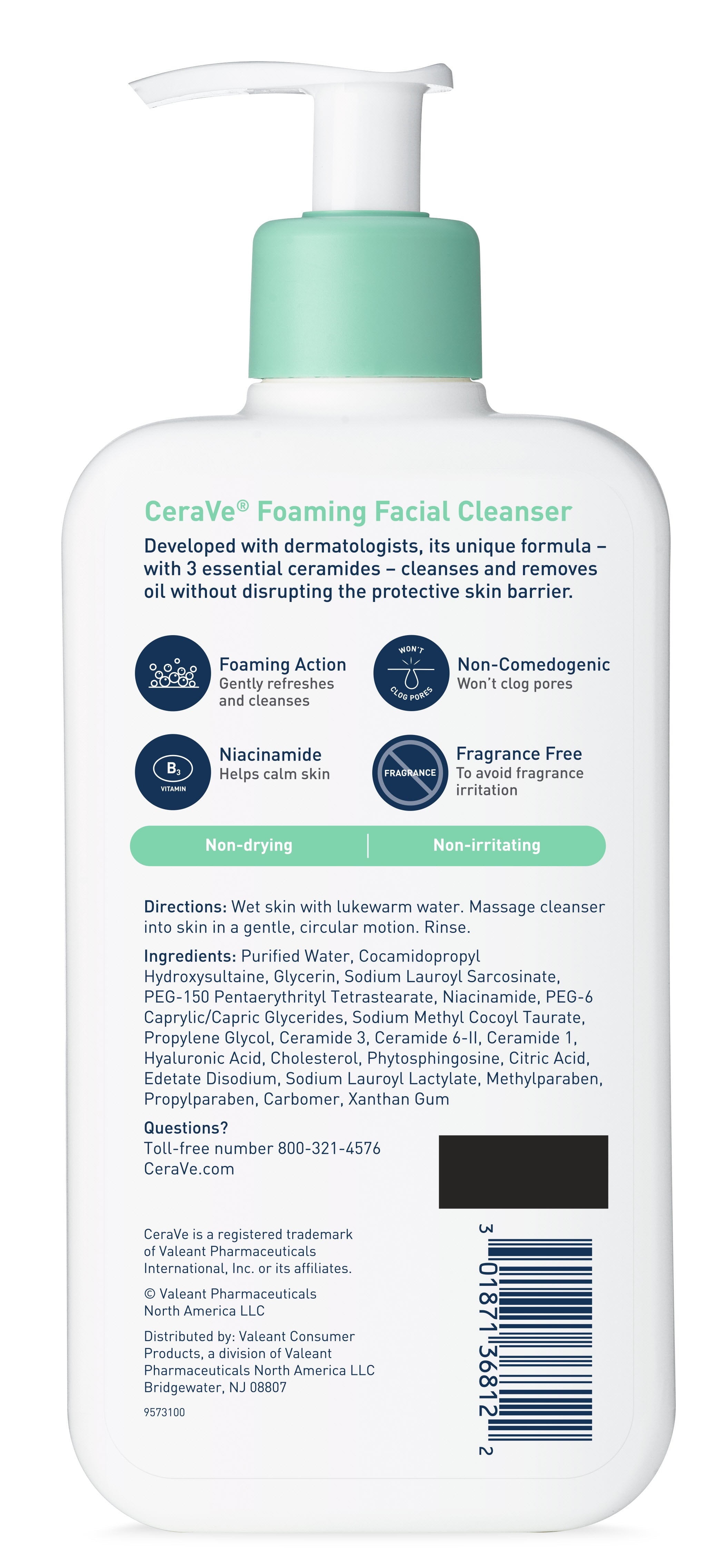 CeraVe Foaming Face Wash, Face Cleanser for Normal to Oily Skin, 12 oz.