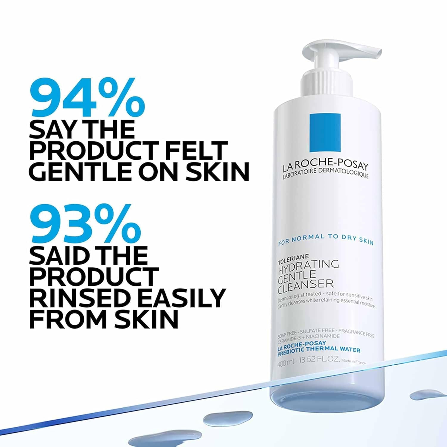 La Roche-Posay Toleriane Hydrating Gentle Face Cleanser, Daily Face Wash for Dry Sensitive Skin, 13.52 fl oz