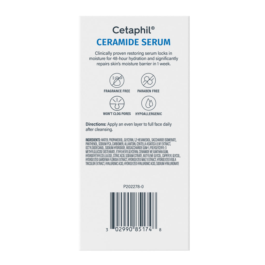 CETAPHIL Ceramide Face Serum, Lightweight Serum for All Skin Types, Ceramides, CICA & Allantoin, 1 fl oz