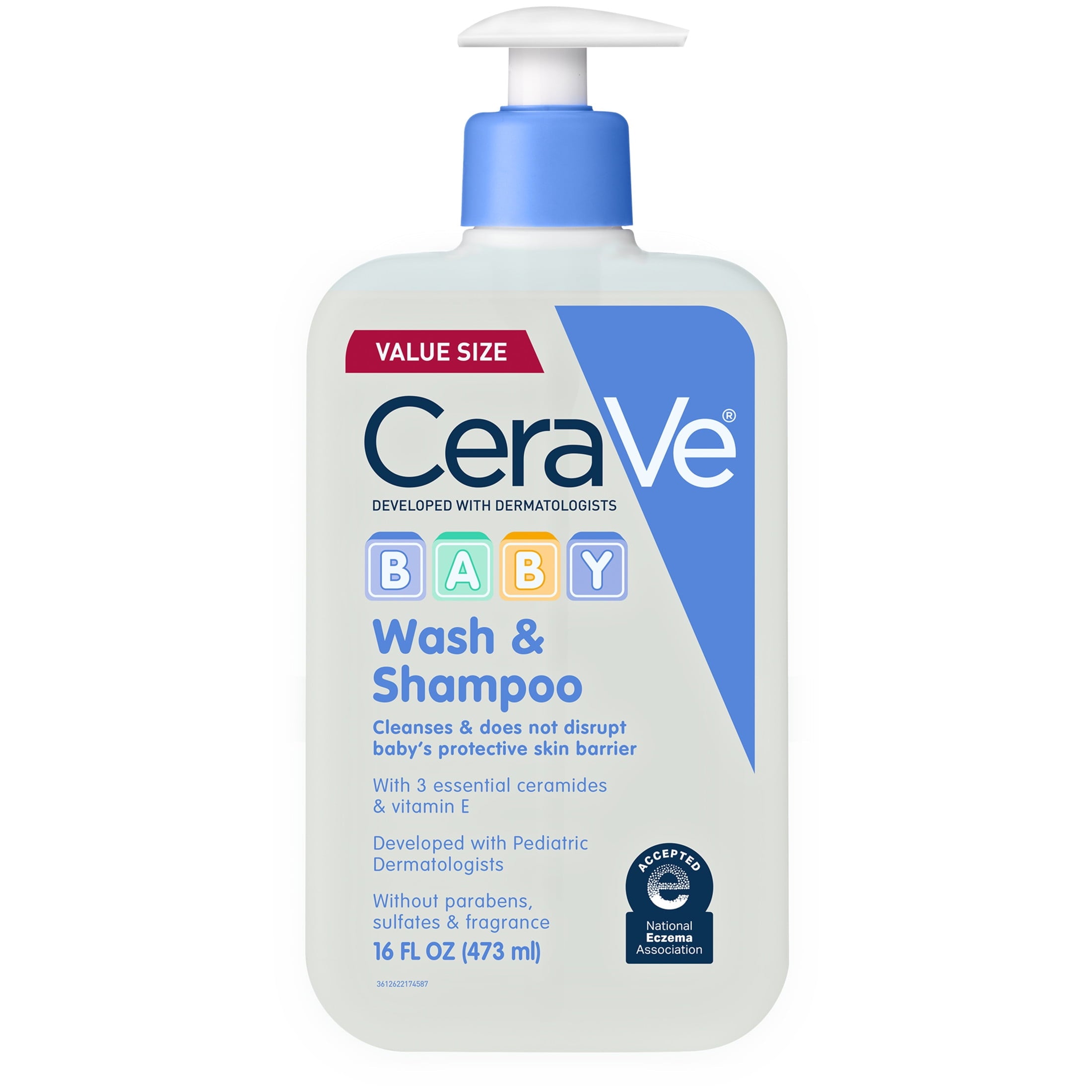 CeraVe Baby Wash & Shampoo + Baby Lotion Bundle, 16 fl oz/16 oz