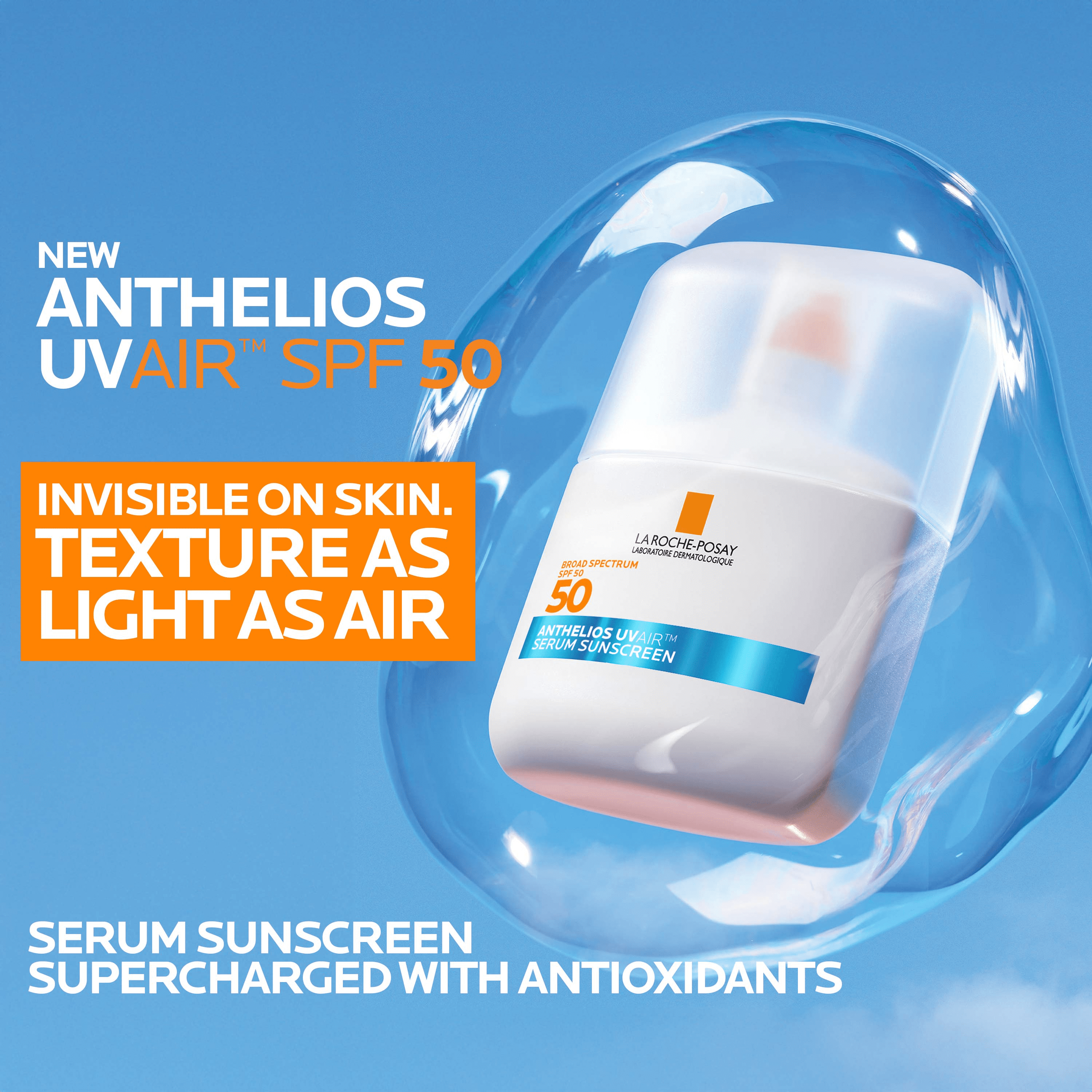 La Roche-Posay Anthelios UV Air Face Sunscreen Serum with SPF 50 for Sun Protection, 1.7 fl oz