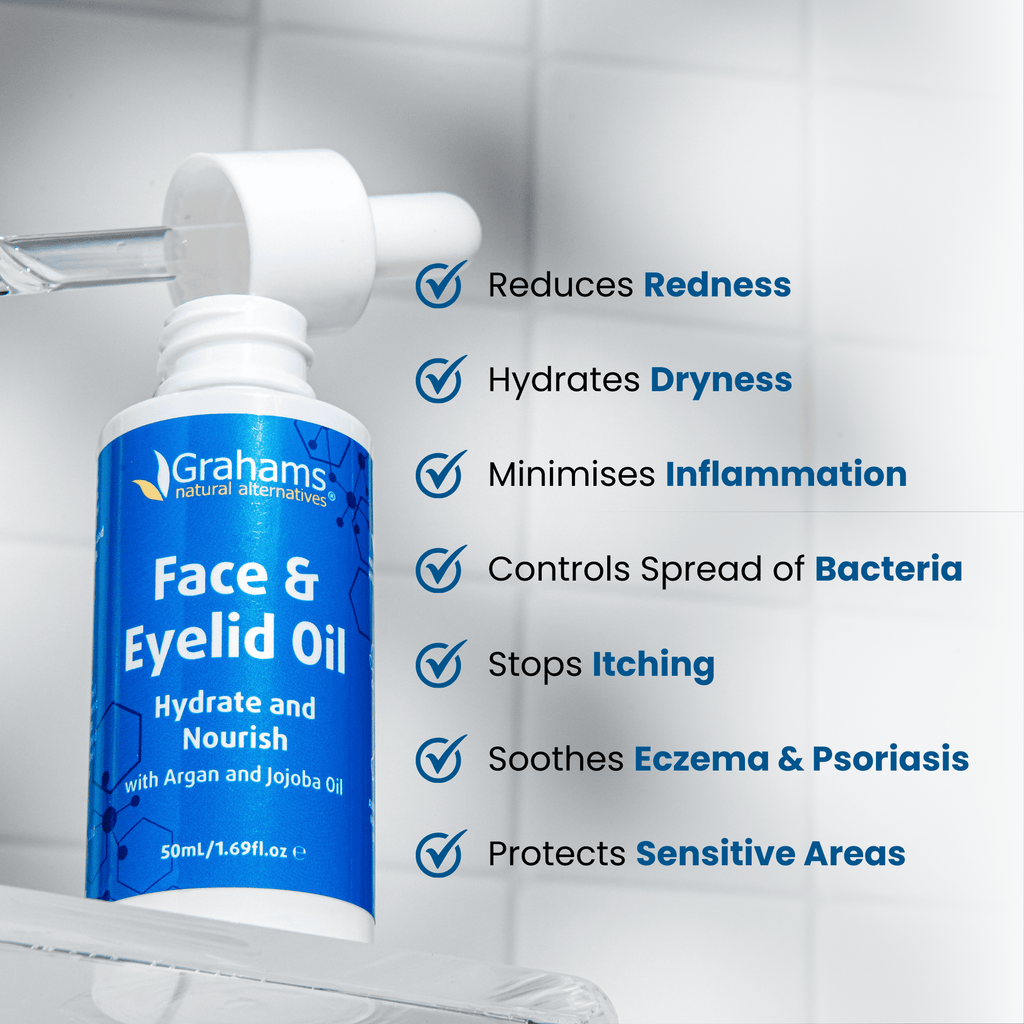Grahams Natural Face & Eyelid Oil - Hydrating & Nourishing Relief for Eczema-Prone Skin & Dermatitis (1 x 50ml)