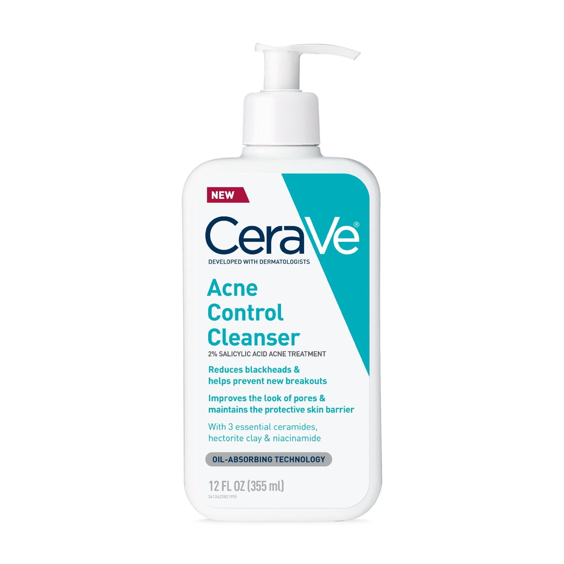 (2 pack) CeraVe Skin Care Acne Control Face Cleanser with 2% Salicylic Acid Clears Acne Blackheads Pores