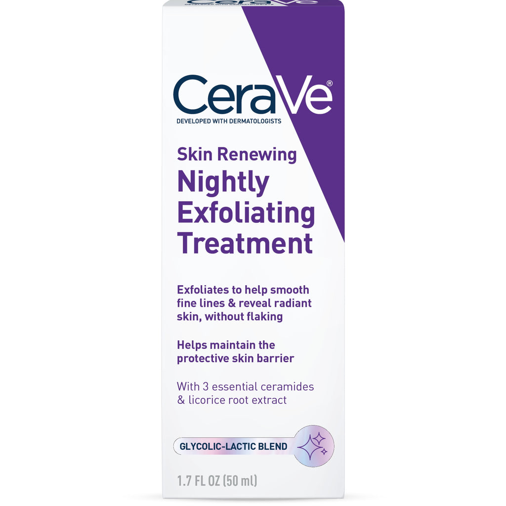 (2 pack) CeraVe Skin Renewing Nightly Exfoliating Treatment Anti-Aging Face Serum, 1.7 fl oz