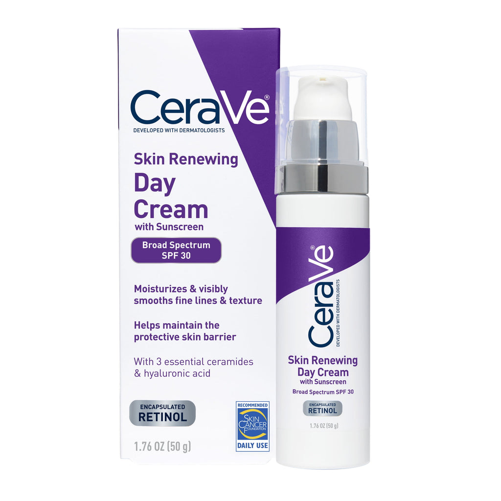 (2 pack) CeraVe Skin Renewing Day Cream with Sunscreen SPF 30 Facial Moisturizer 1.76 fl oz